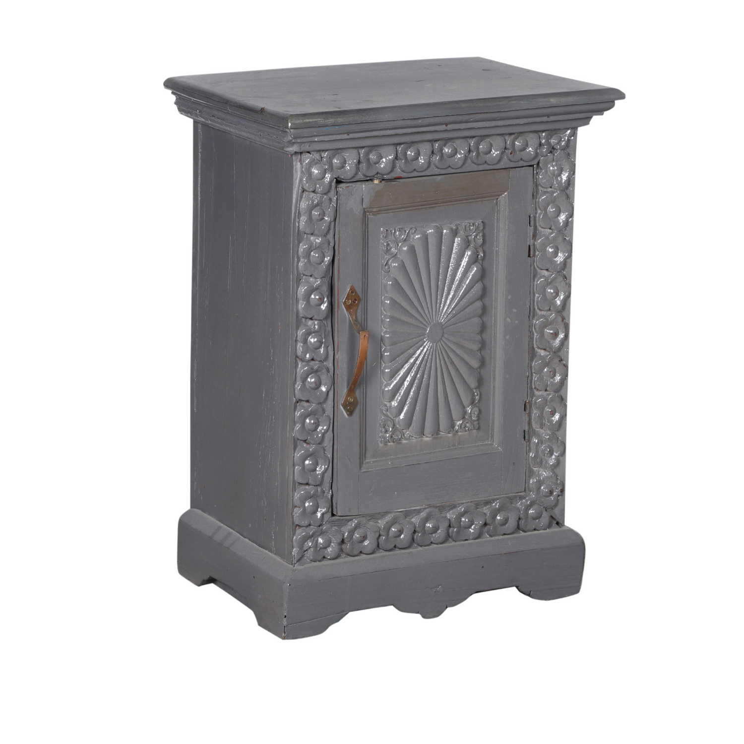 Carved Grey End Table
