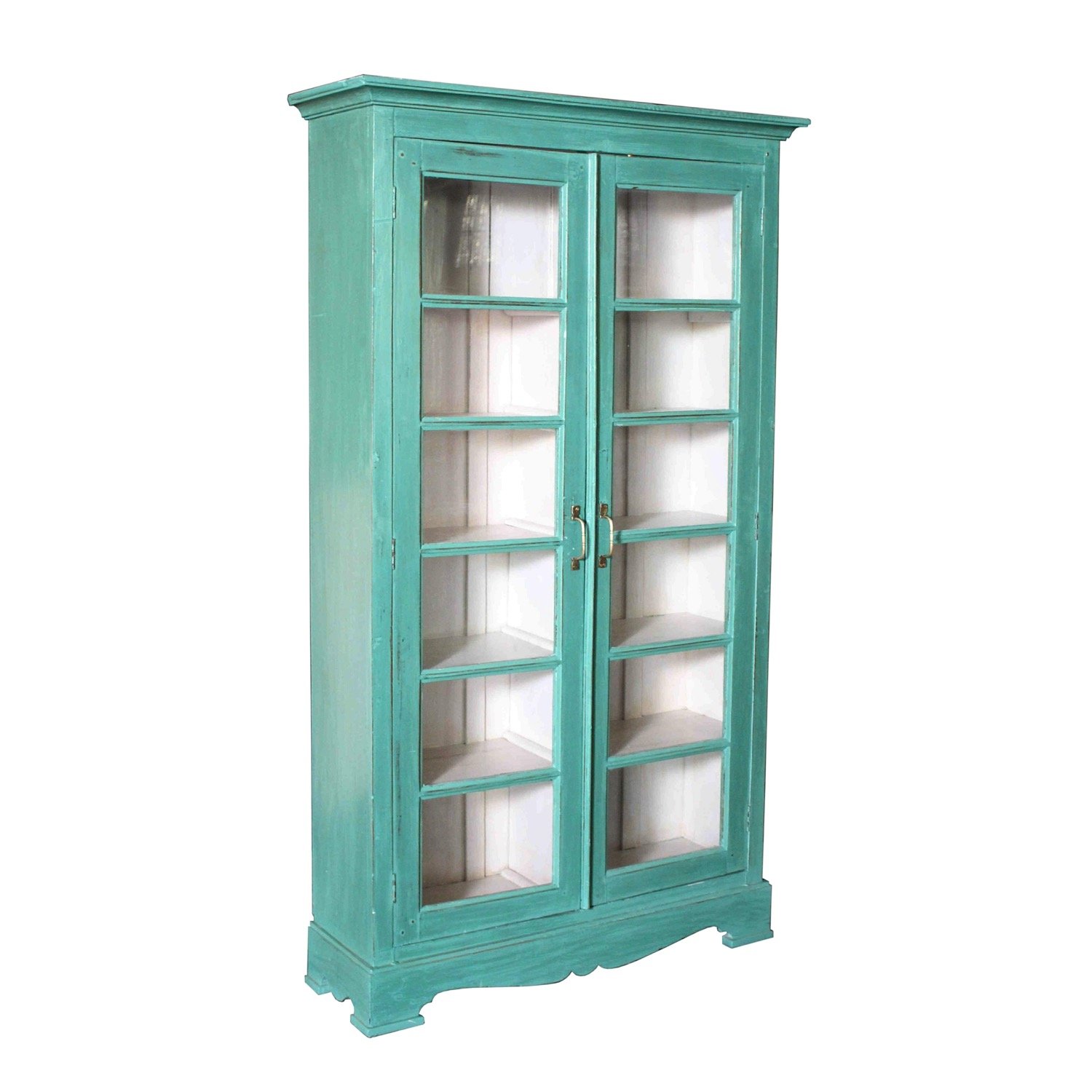 Blue Painted Cabinet with Glass