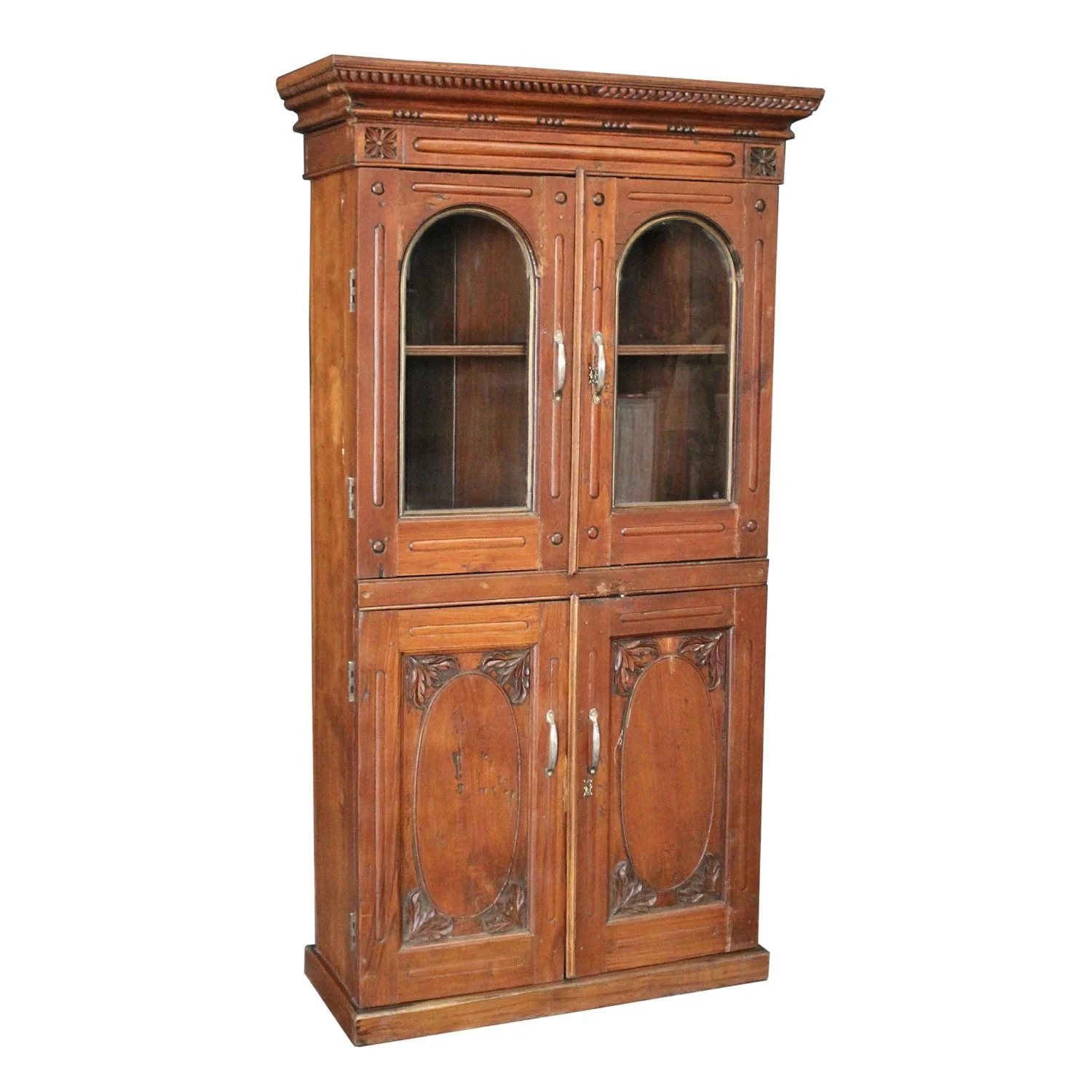 Teak Four-Door Cabinet with Glass