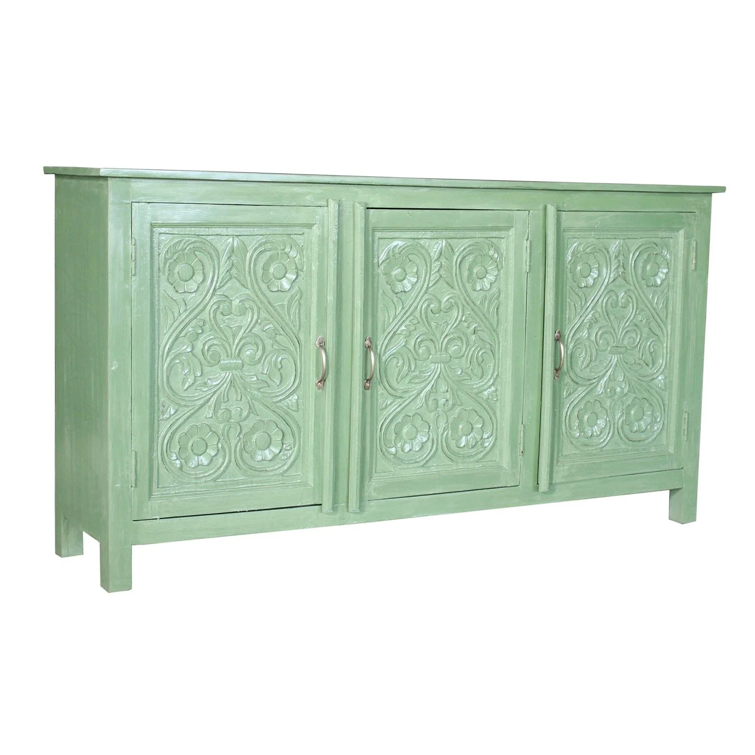 SOLD - Green Carved Sideboard