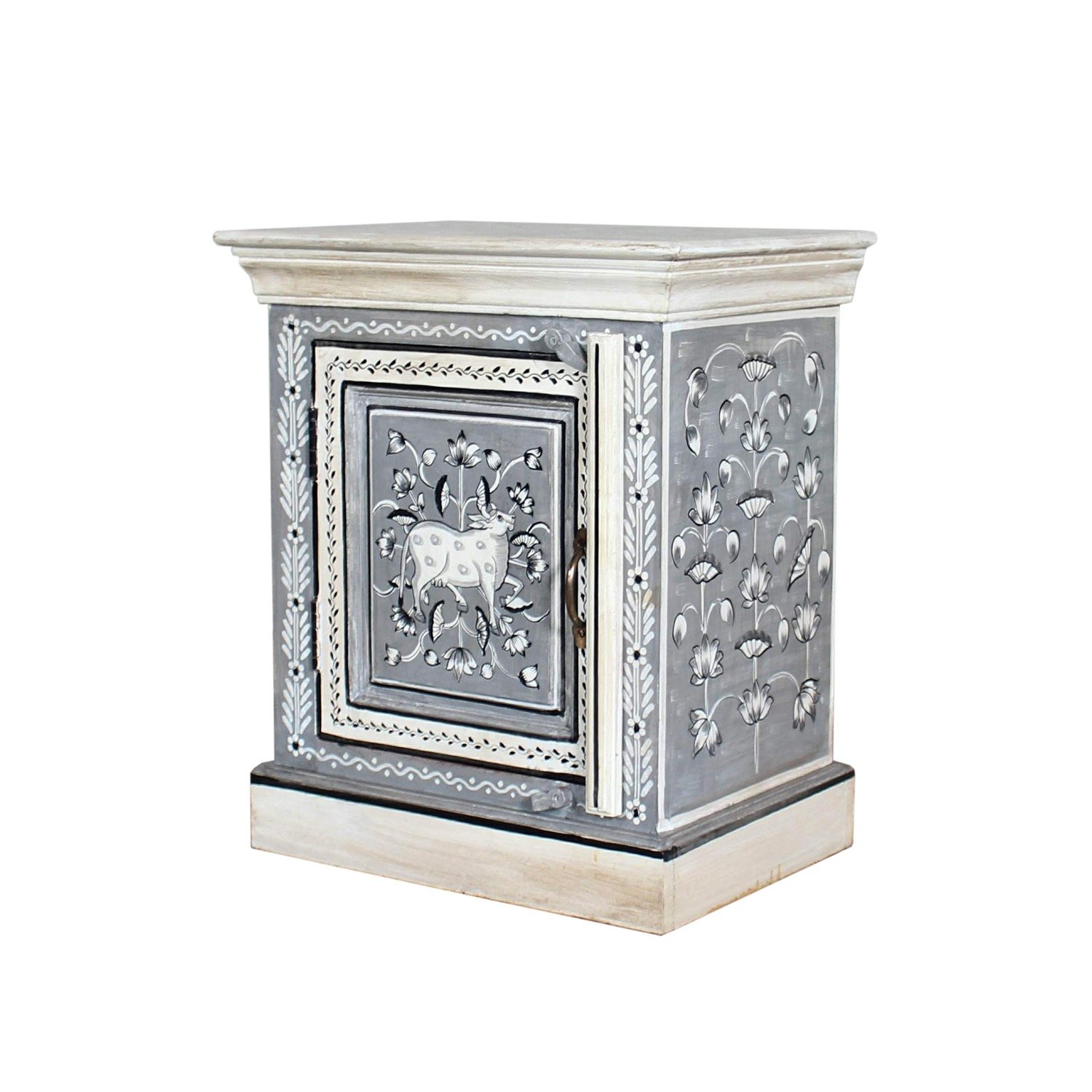 Hand-Painted Rajasthani Bedside Cabinet