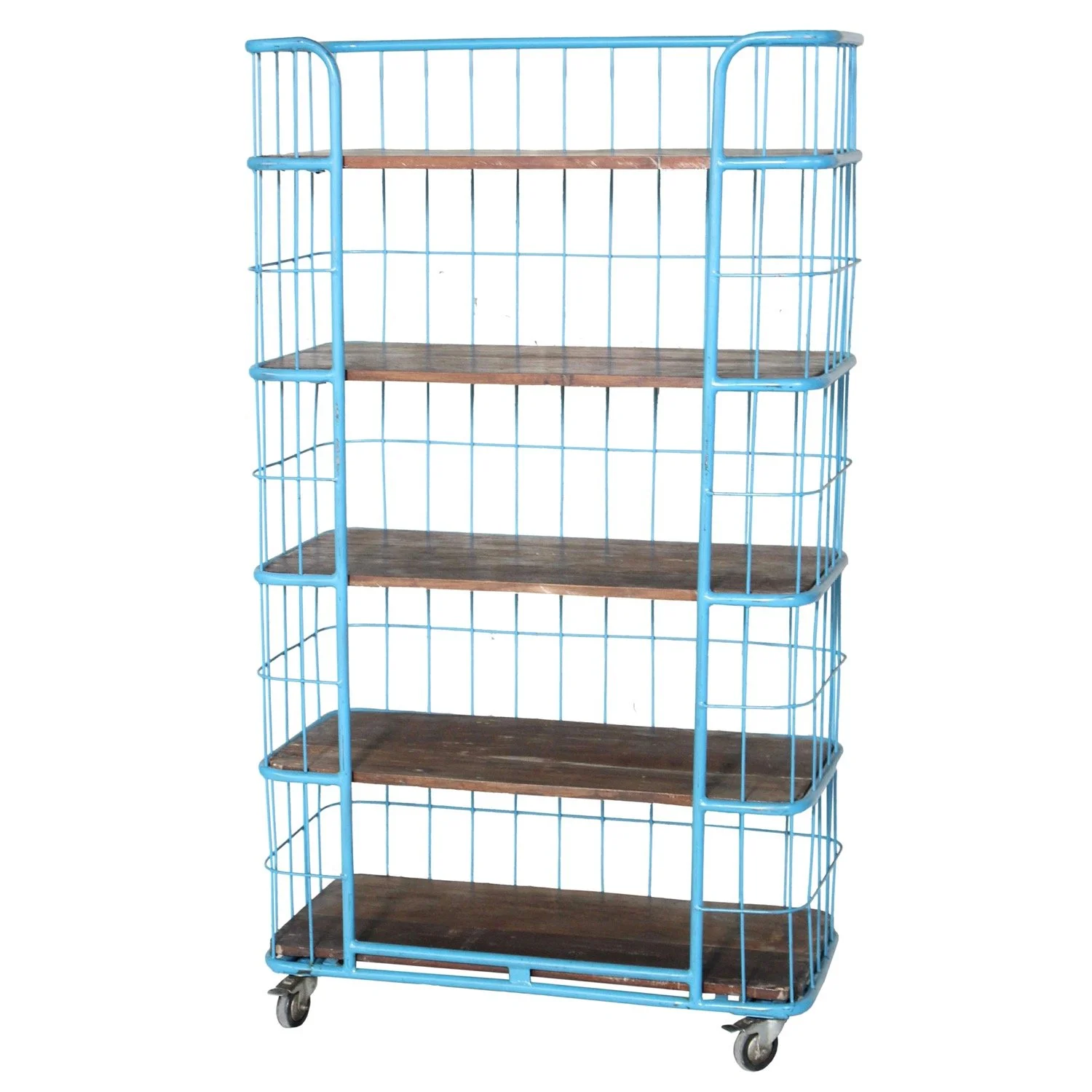 SOLD - Iron & Wood Bookshelf on Wheels