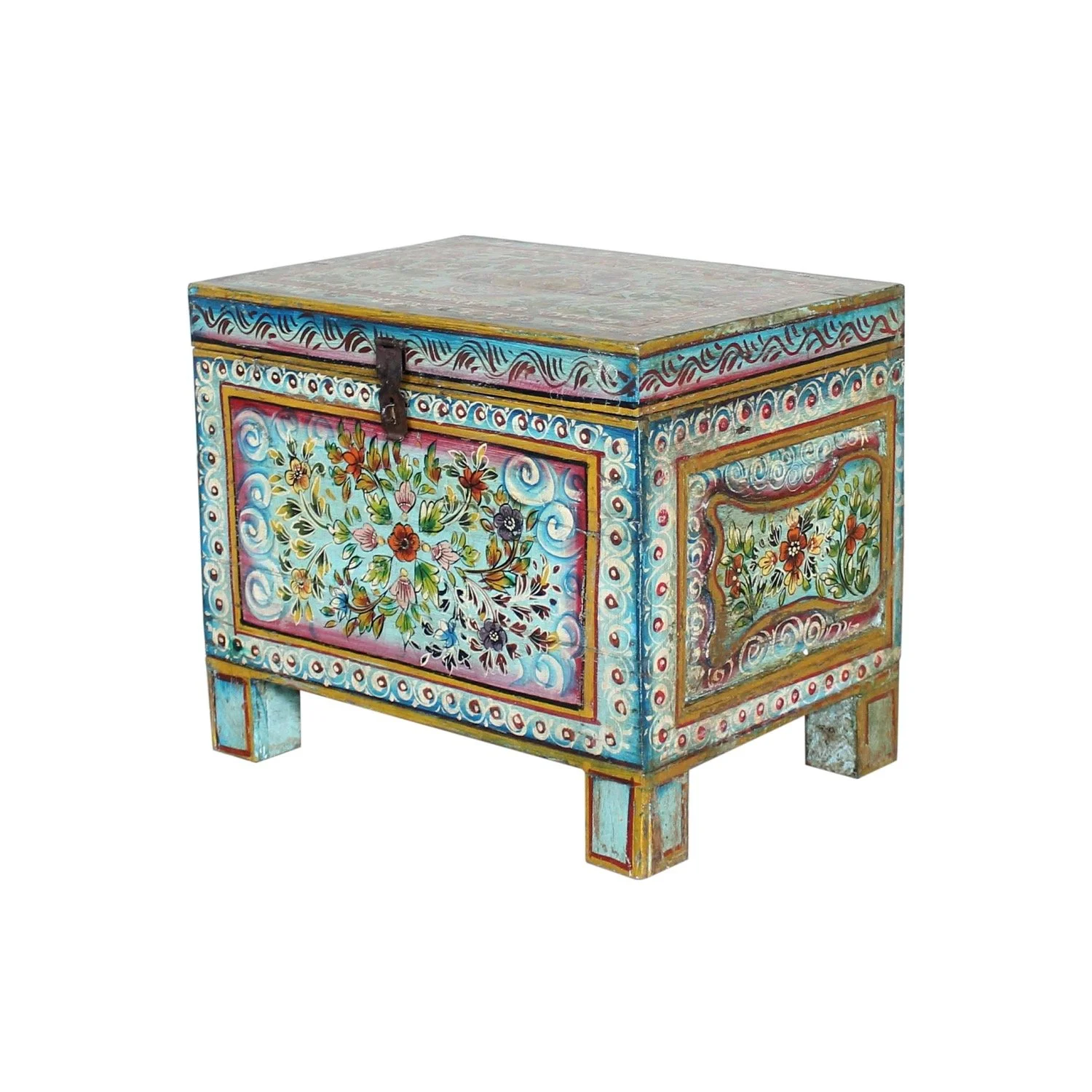 SOLD - Blue Rajasthani Painted Trunk