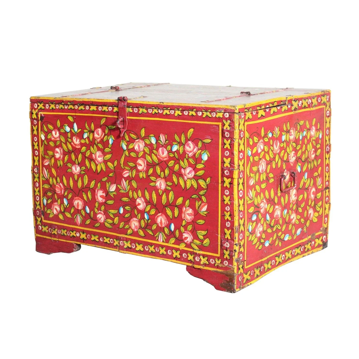 SOLD - Red Rajasthani Painted Trunk