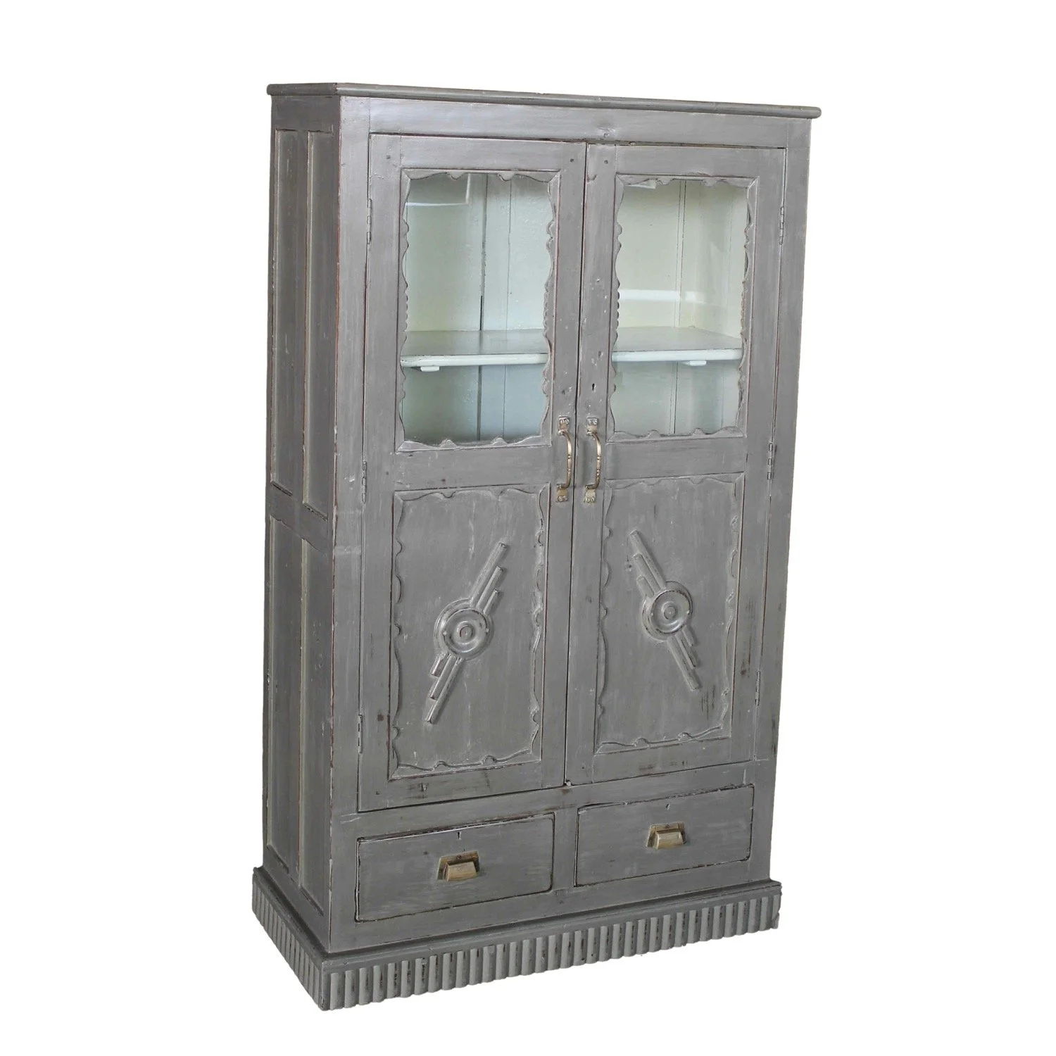 Grey Painted Cabinet with Glass