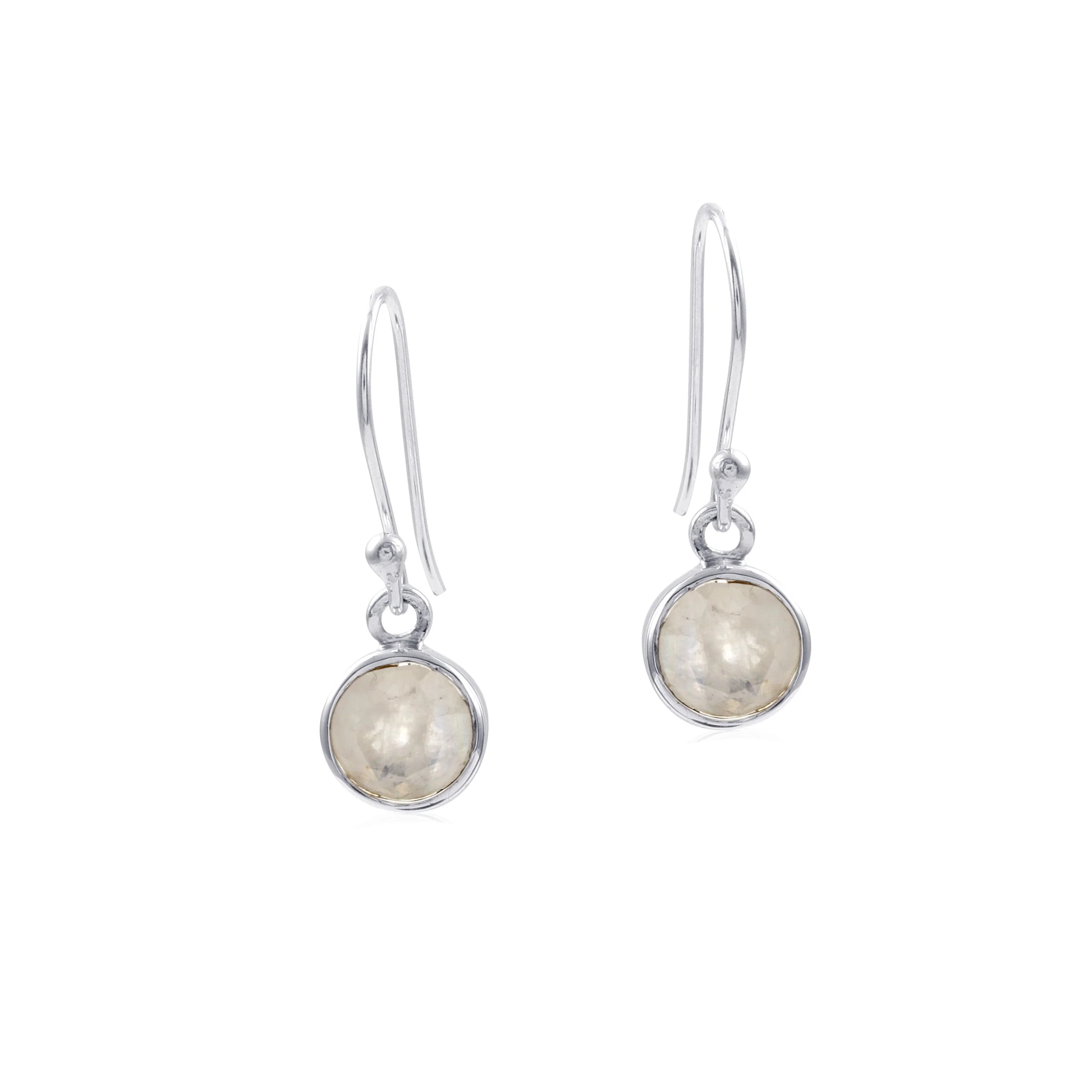 Rainbow Moonstone Round Dangle Earring