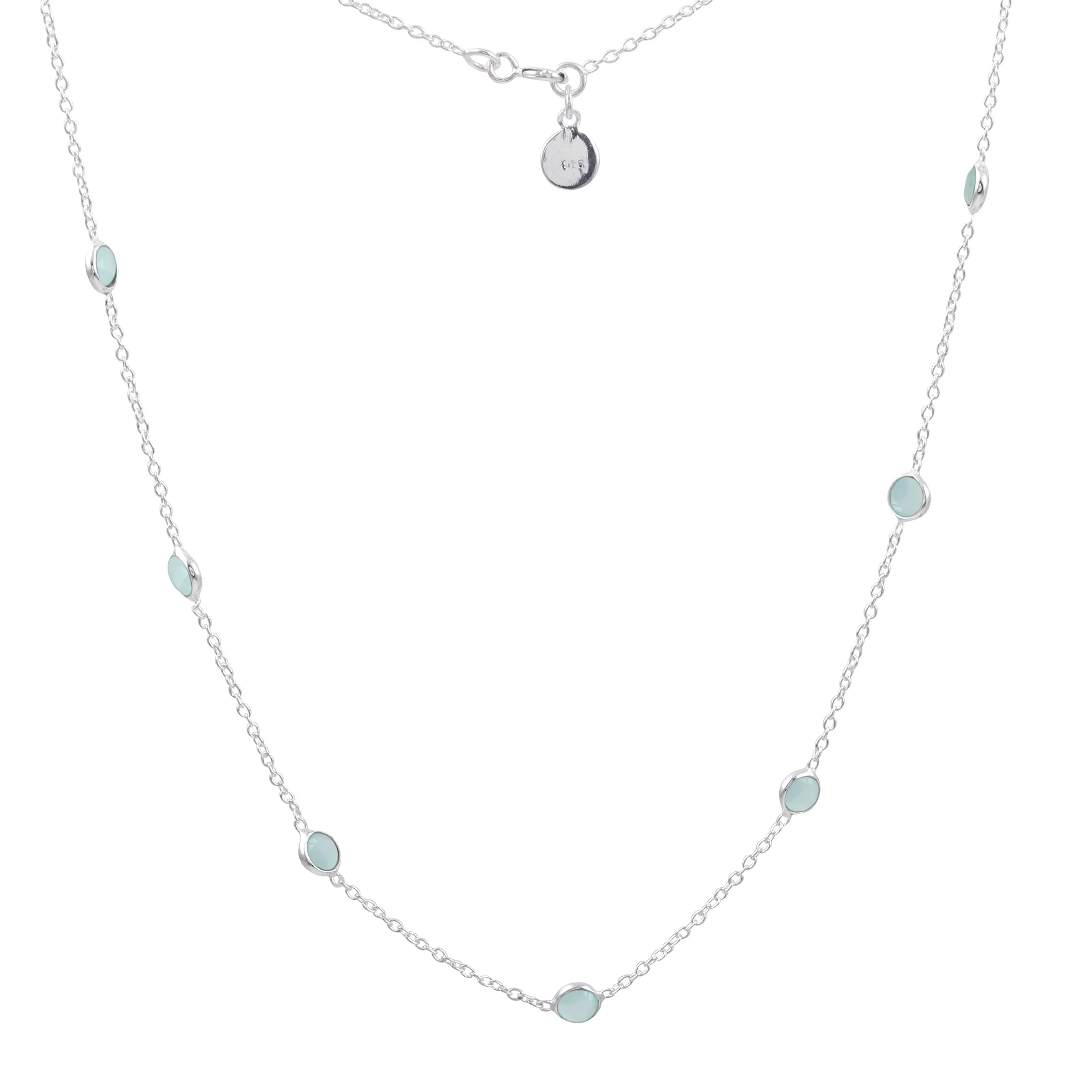 Aqua Chalcedony Eleven Stone Necklace