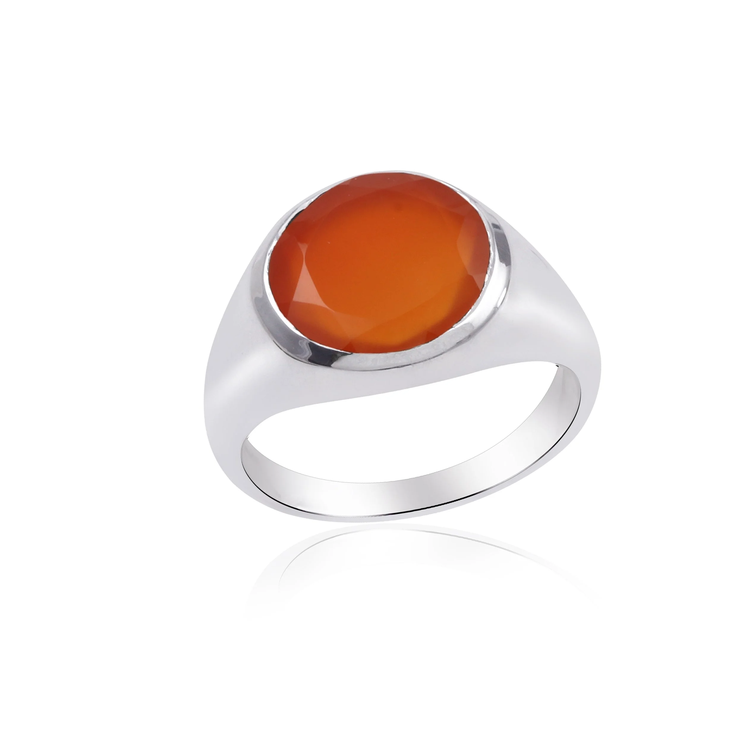 Carnelian Big Stone Sterling Silver Ring