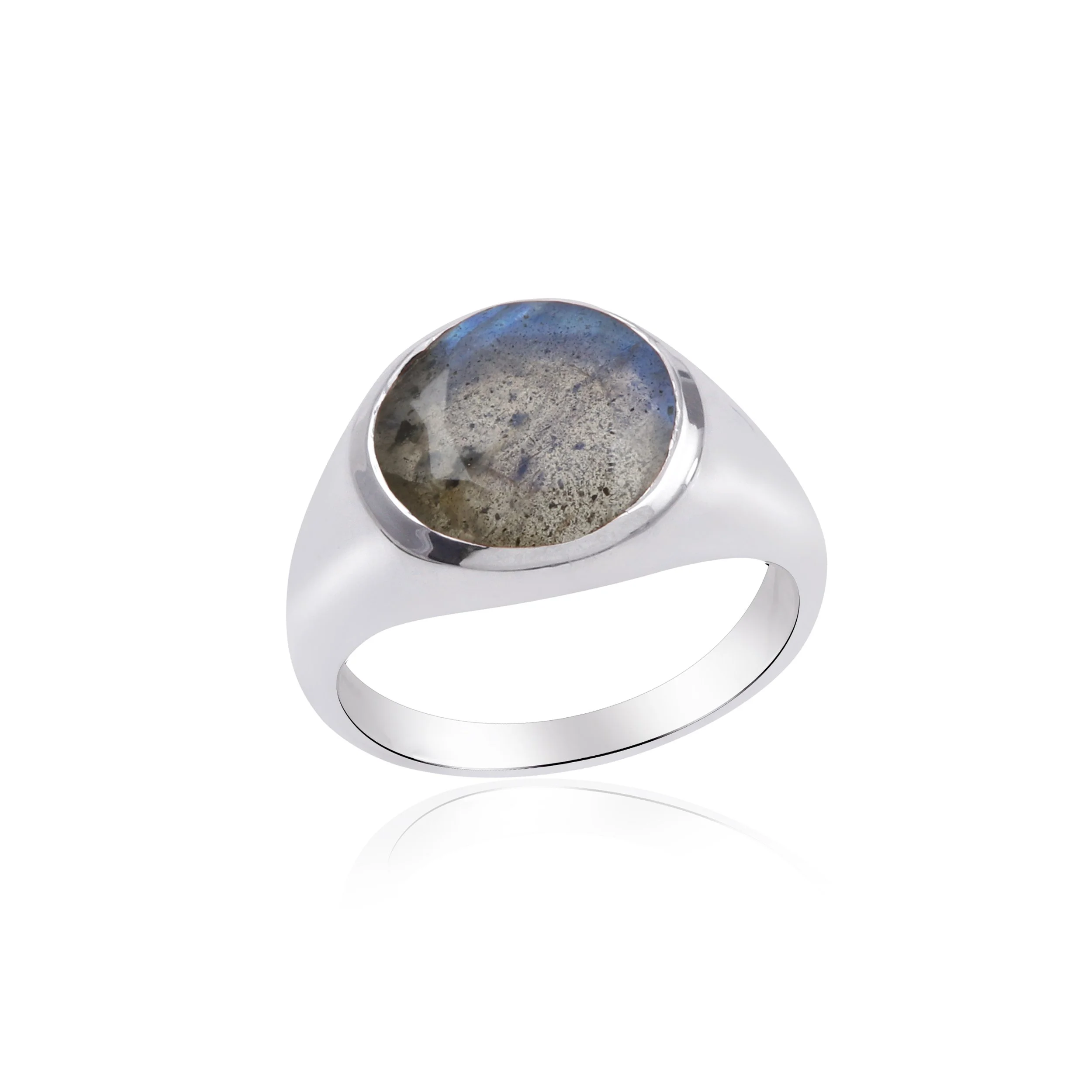 Labradorite Big Stone Sterling Silver Ring