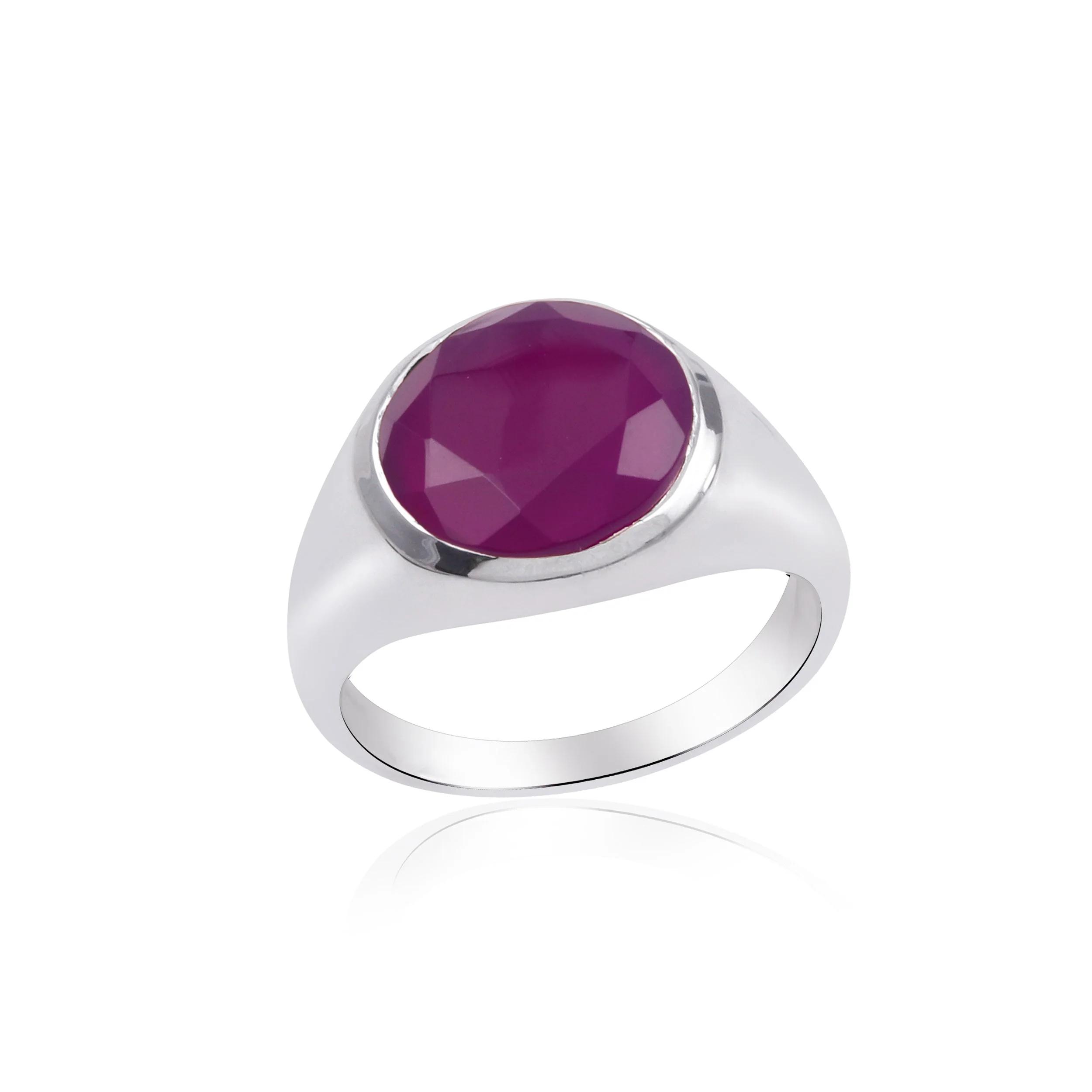 Purple Chalcedony Big Stone Sterling Silver Ring