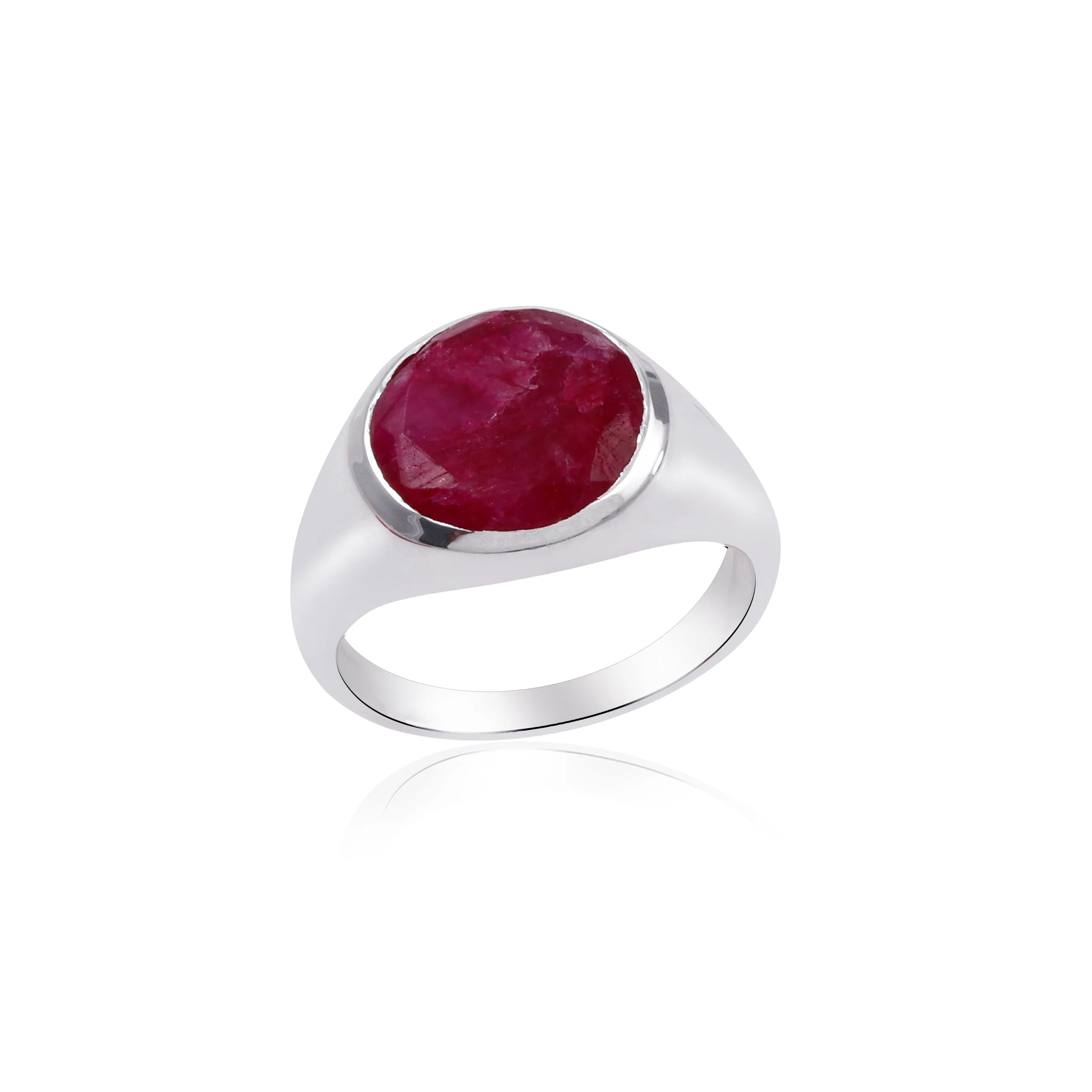 Raw Ruby Big Stone Sterling Silver Ring