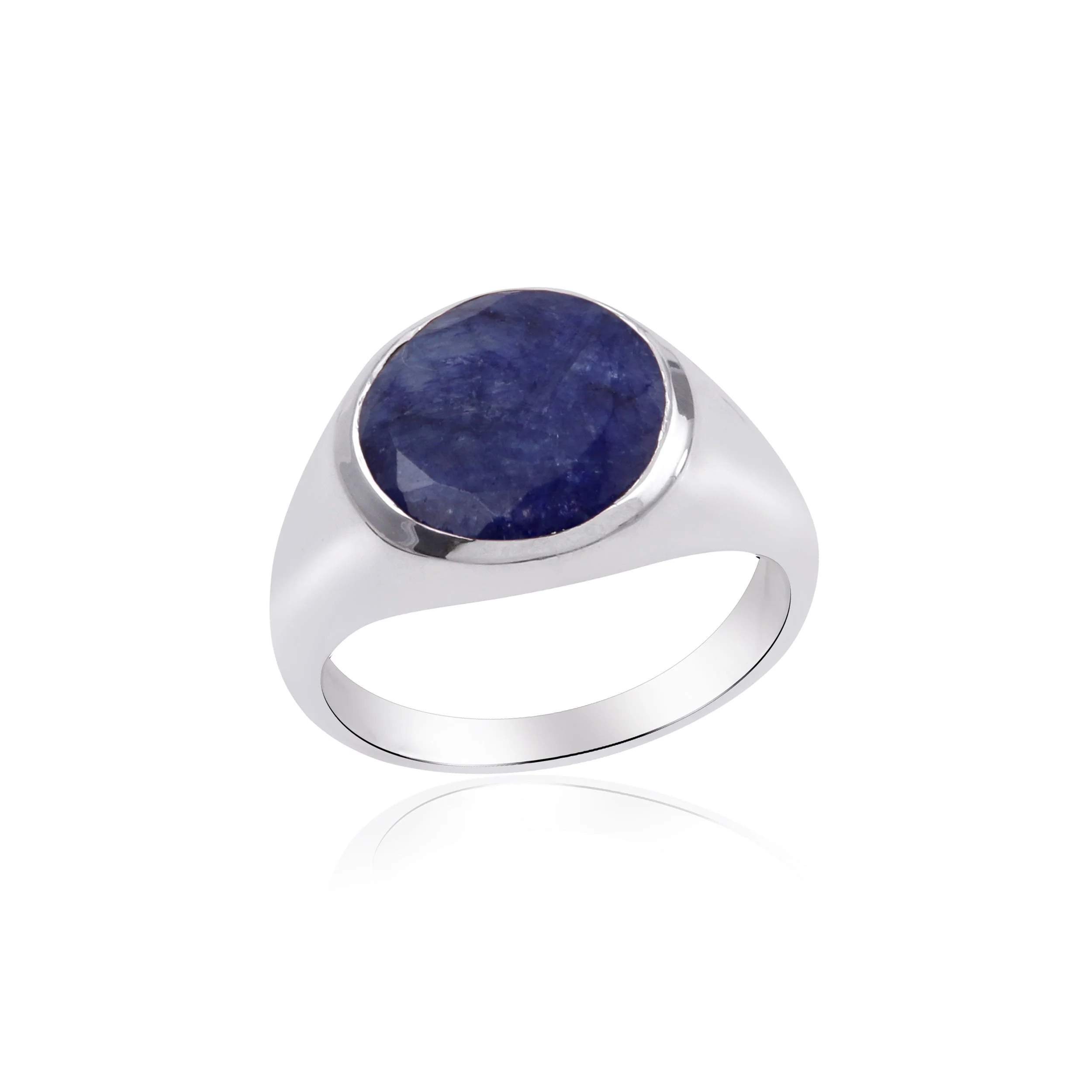Raw Sapphire Big Stone Sterling Silver Ring