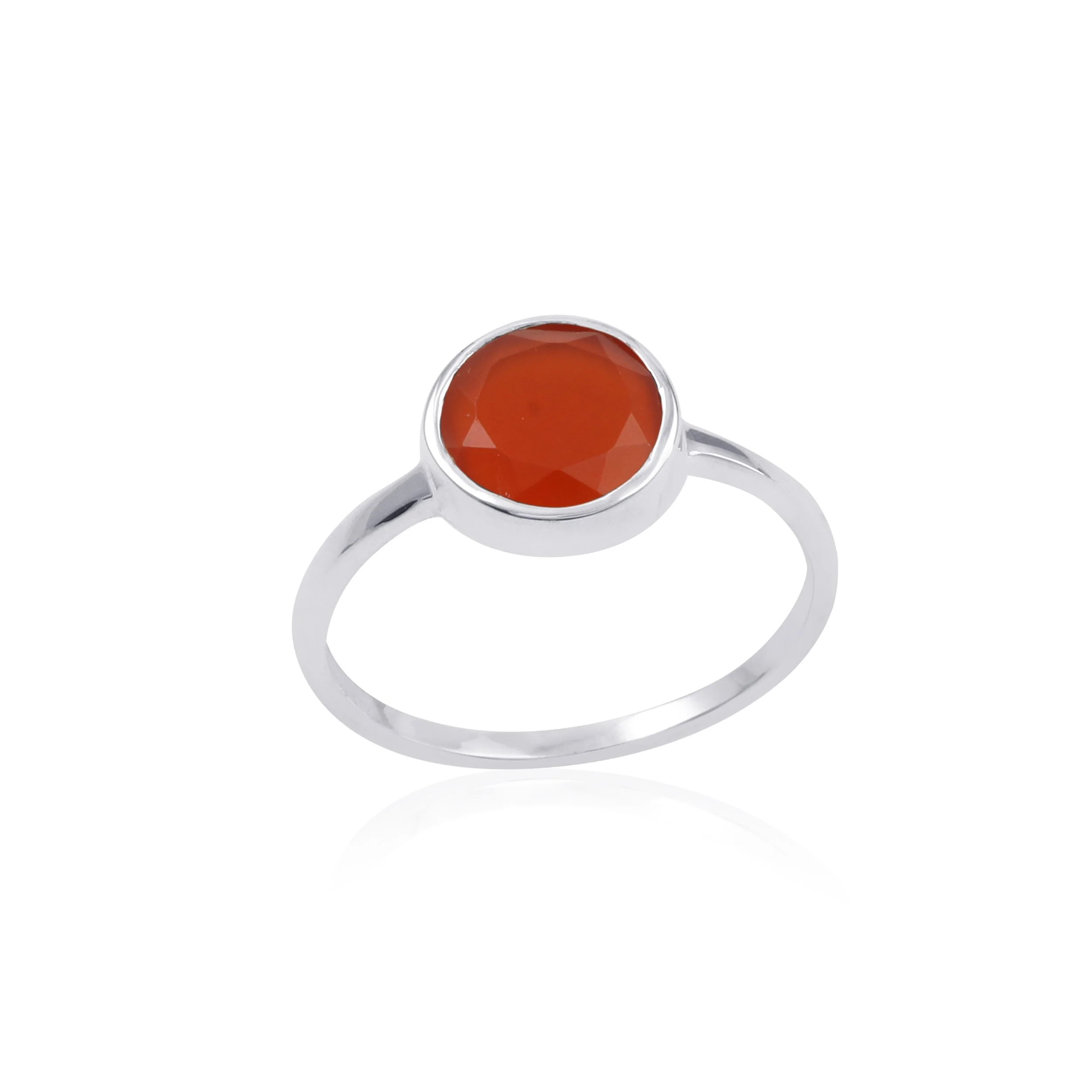 Carnelian Small Stone Sterling Silver Ring