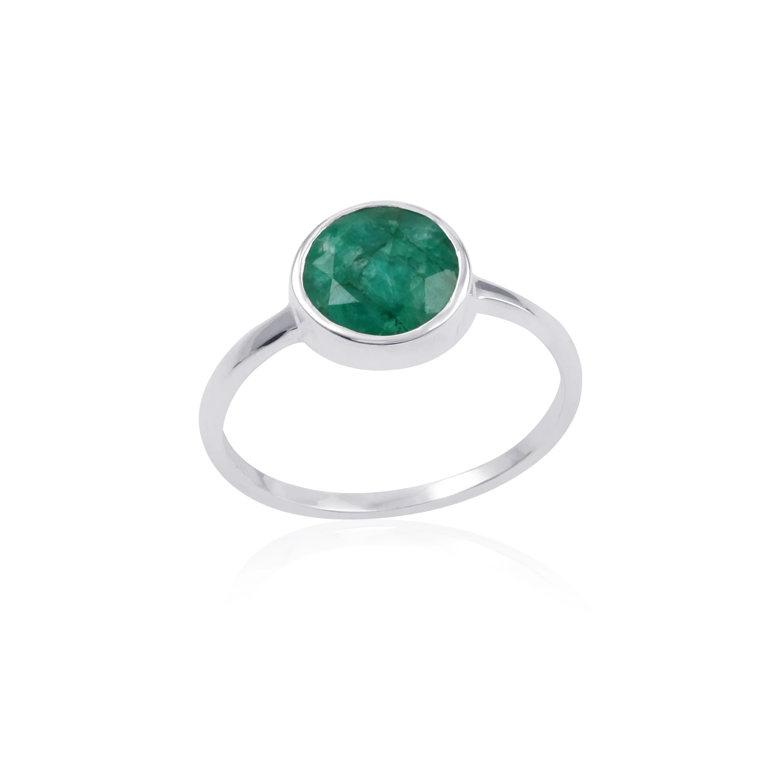 Raw Emerald Small Stone Sterling Silver Ring