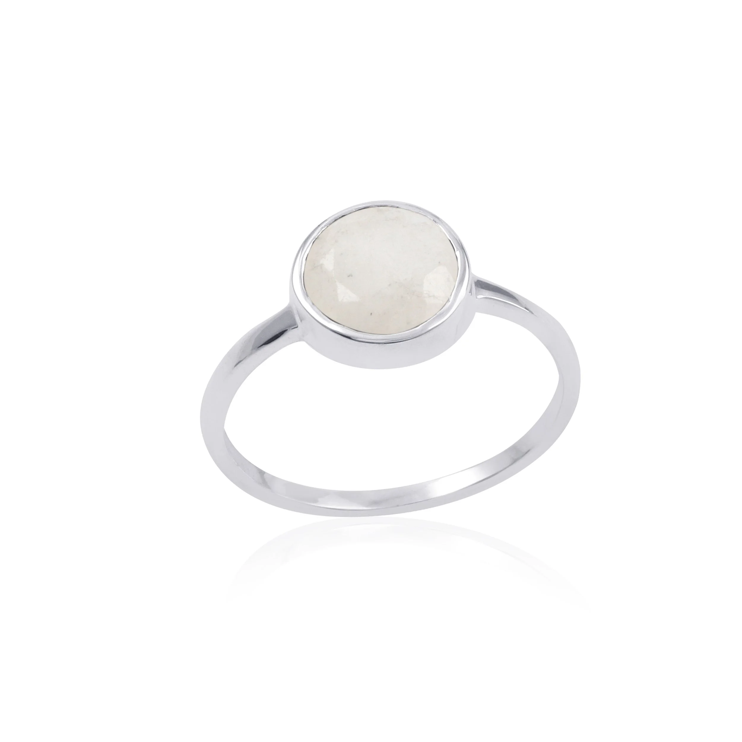 Rainbow Moonstone Small Stone Sterling Silver Ring