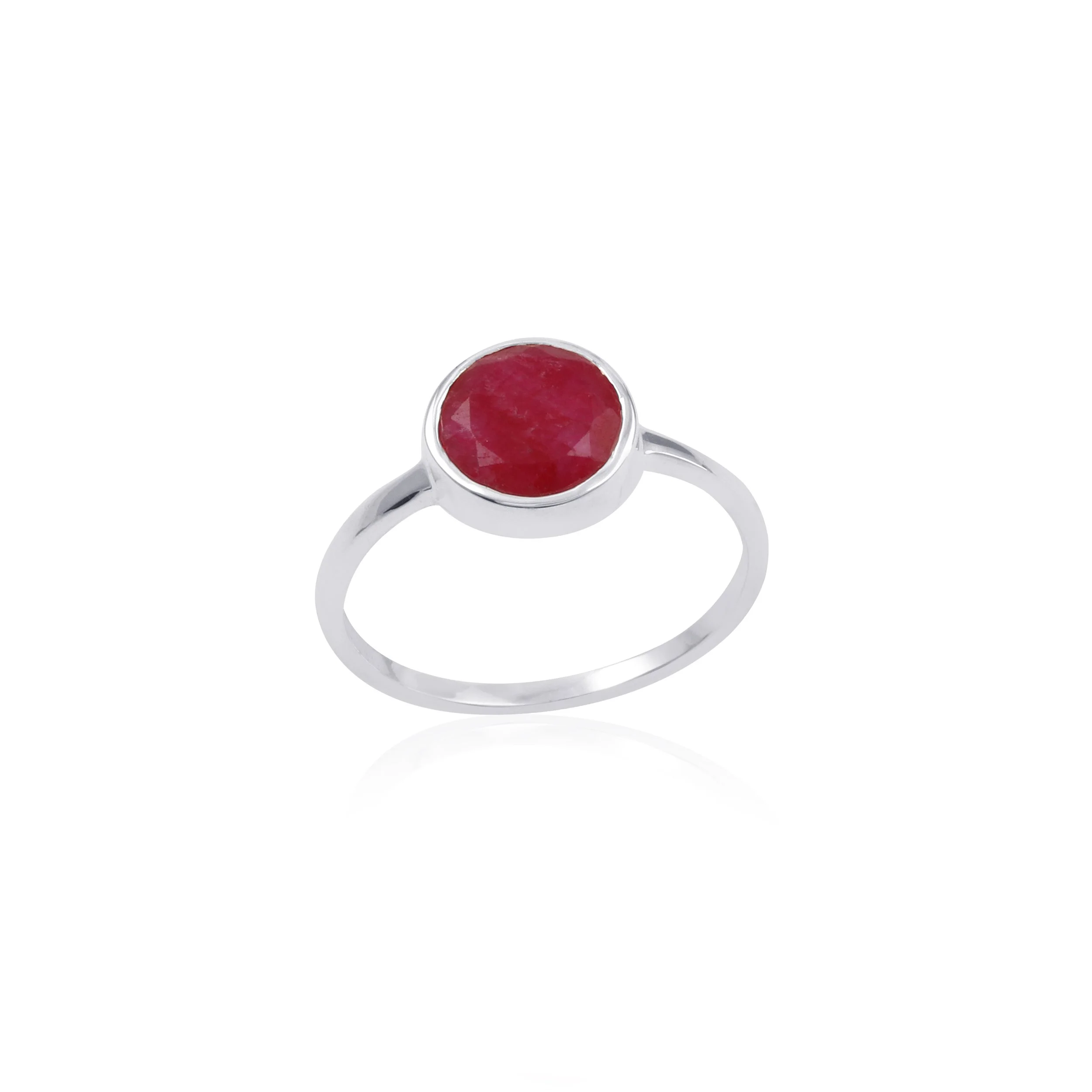Raw Ruby Small Stone Sterling Silver Ring