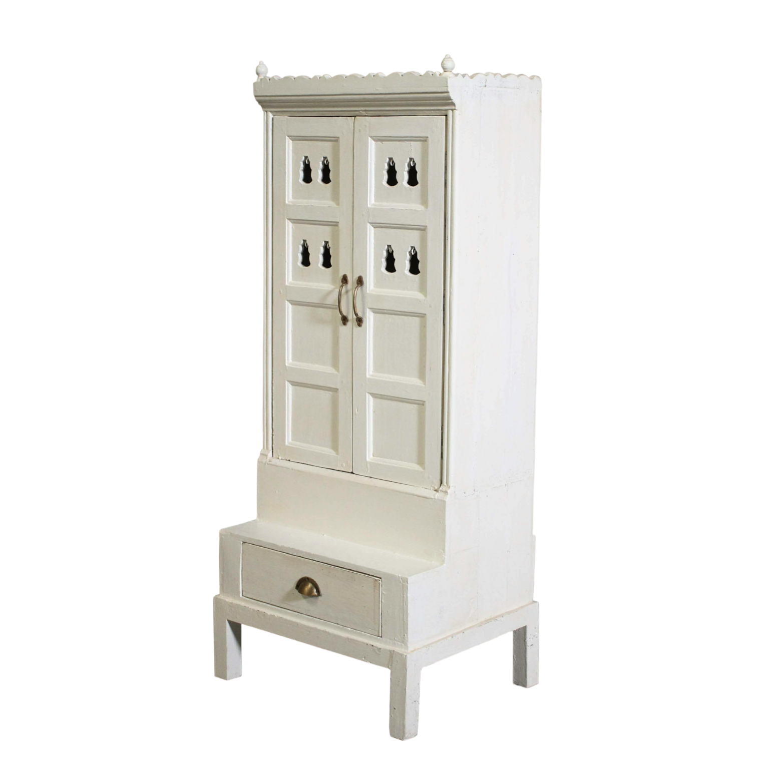 SOLD - White Carved Cabinet