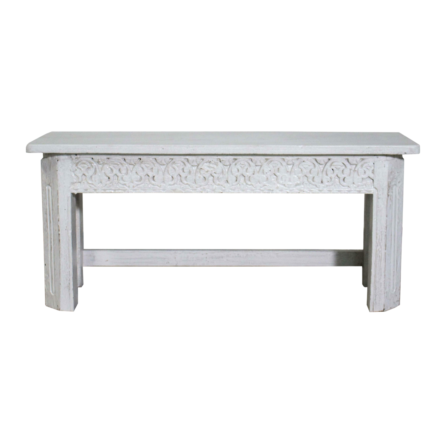 White Carved Bench