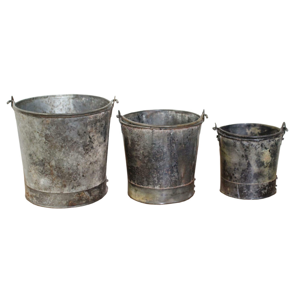 Galvanized Straight Buckets (set of 3) | Asia West