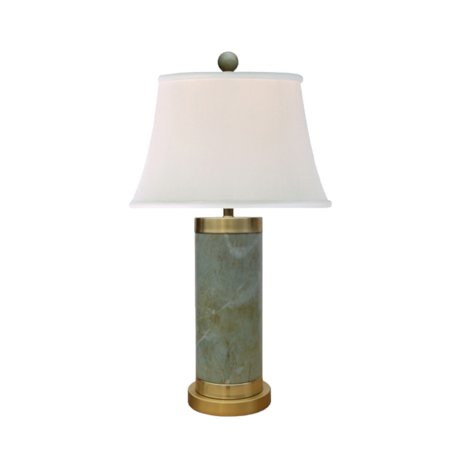 Jade Table Lamp with Brass Base & Cap