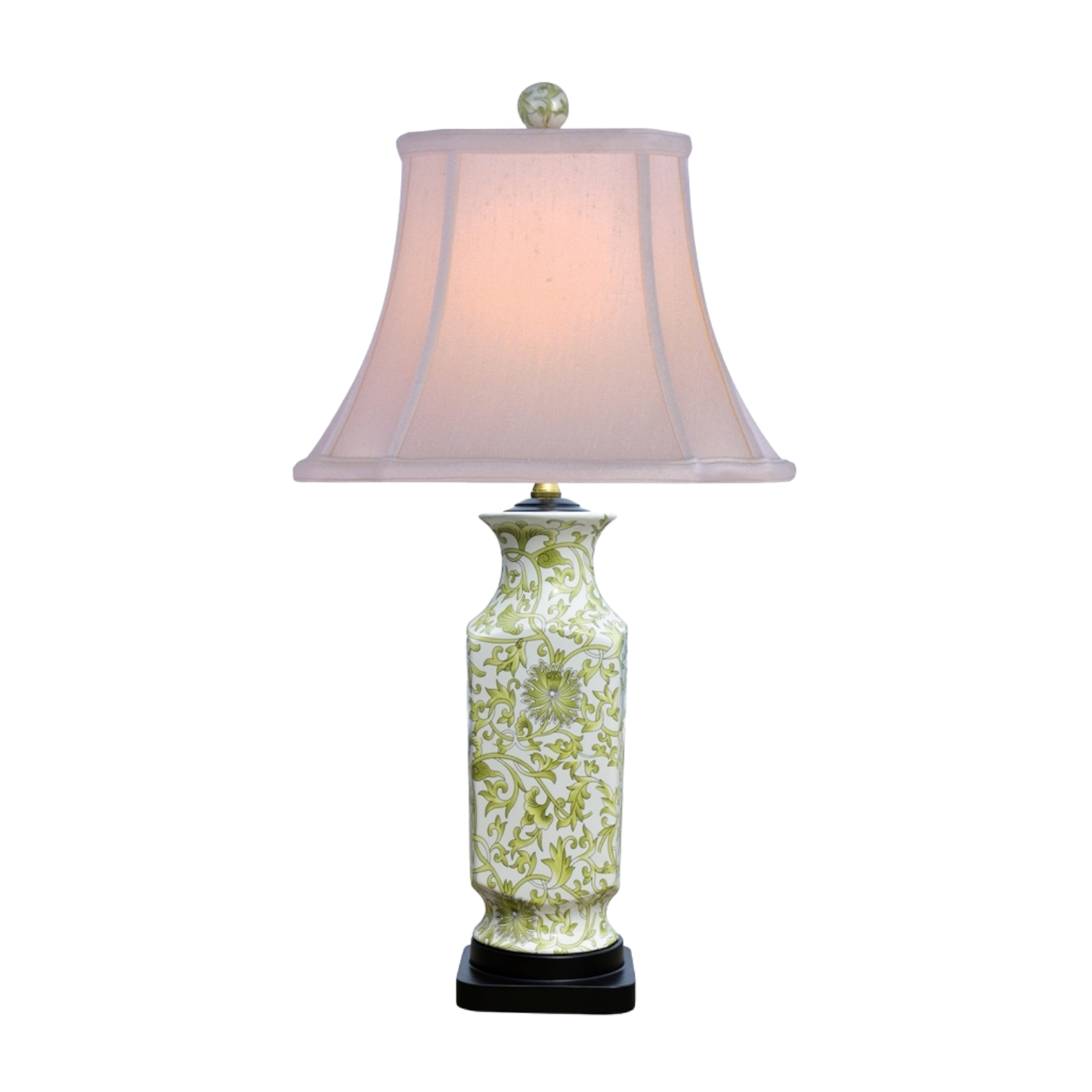 Lemon Green Square Vase Porcelain Lamp