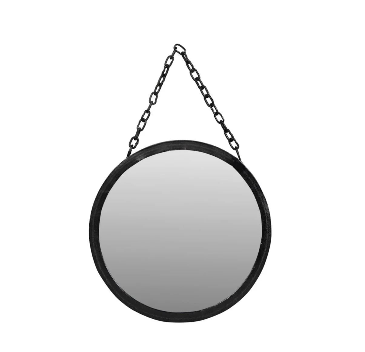 Circular Iron Mirror on Chain