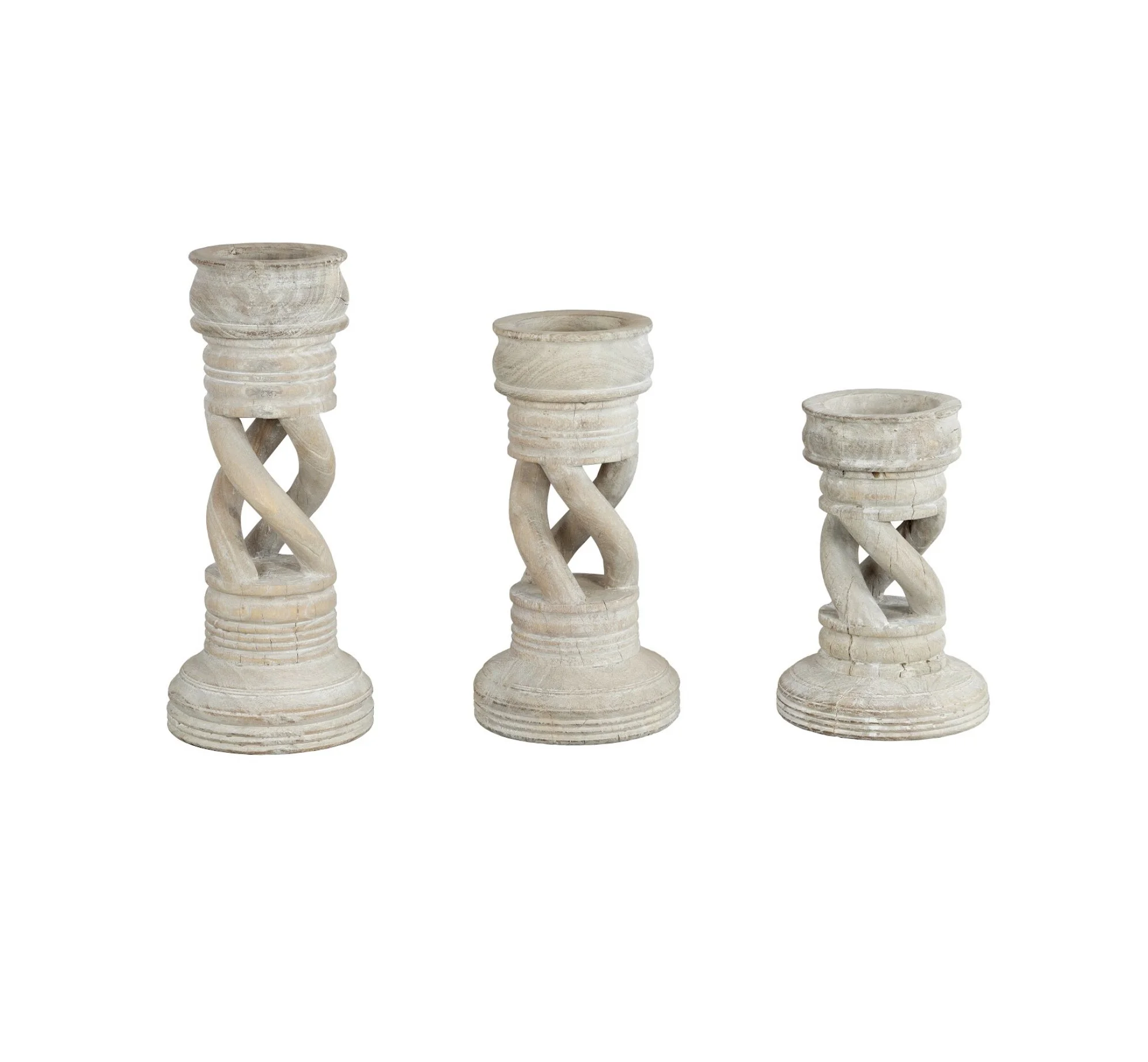 Set of Wood Candle Stands