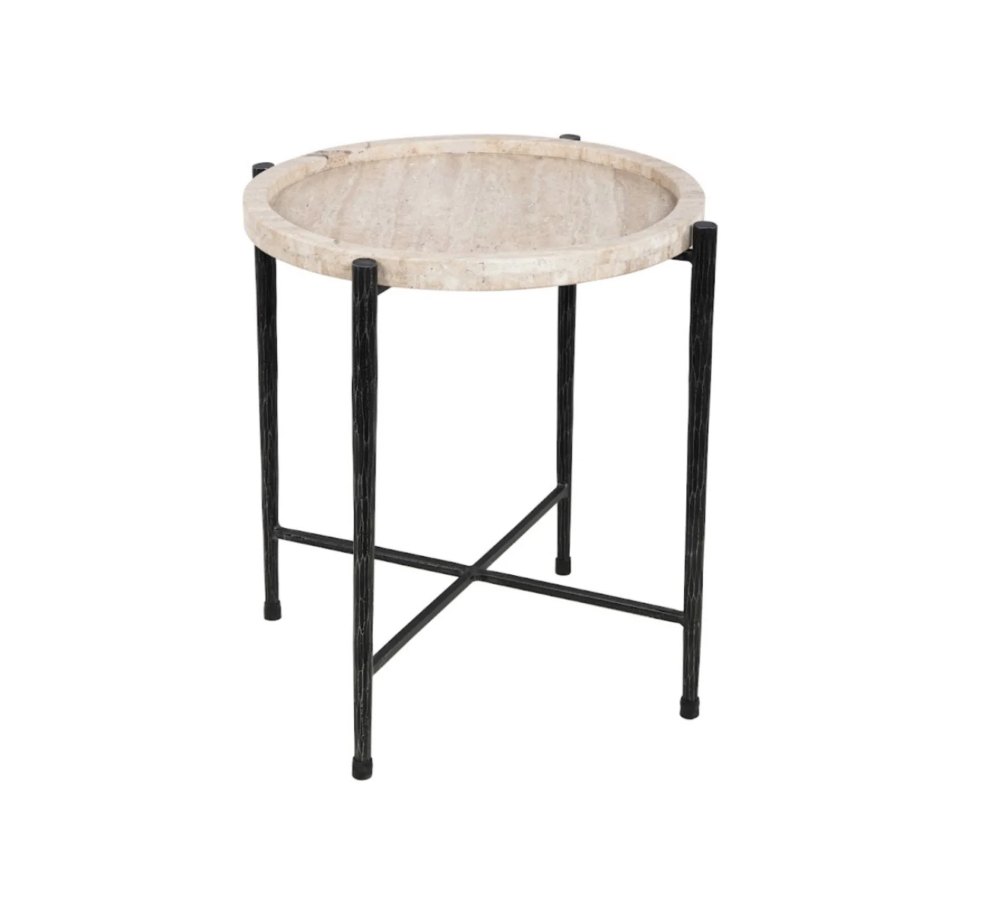 Iron and Marble Side Table