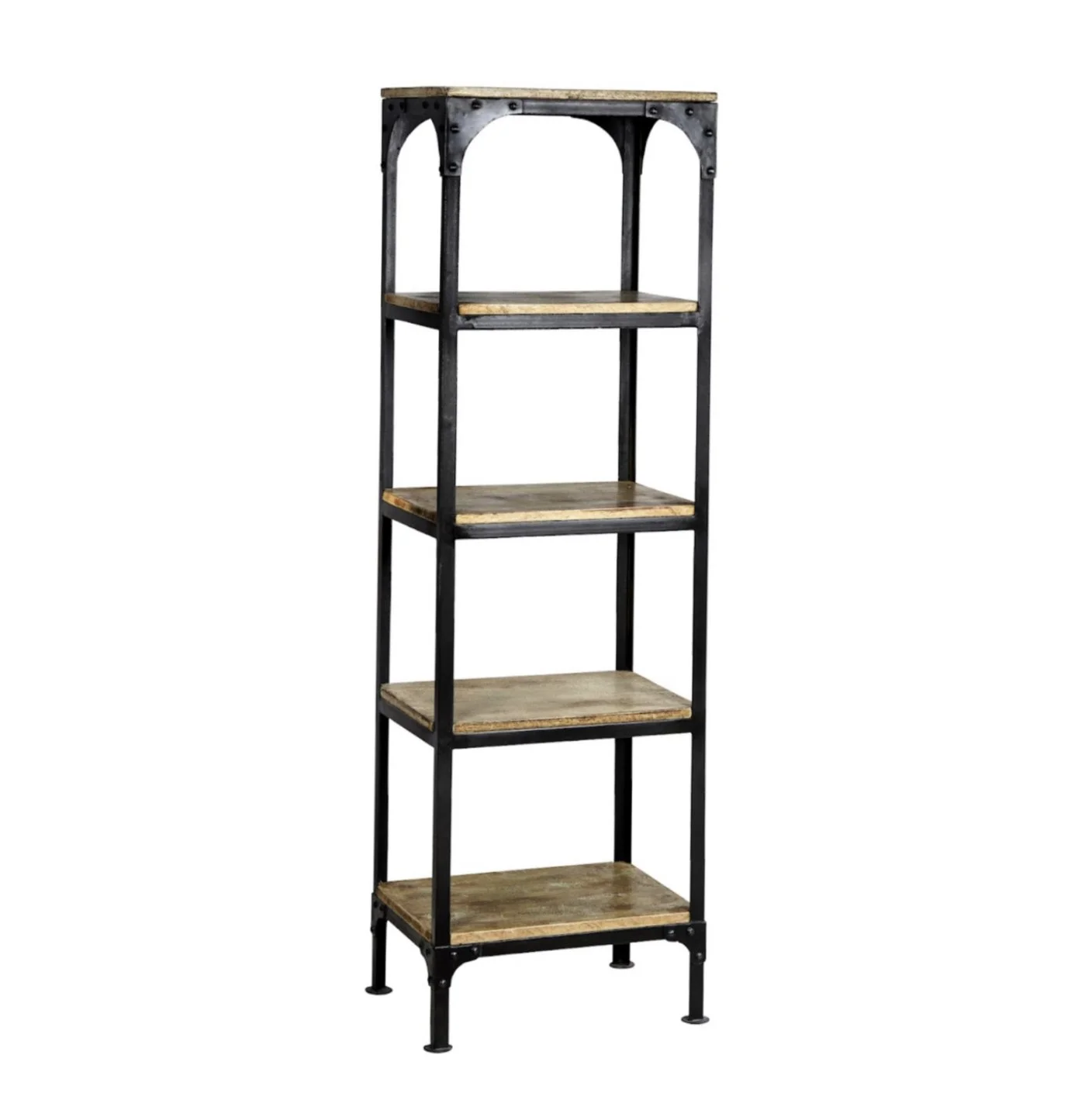 Tall Iron and Wood Shelf