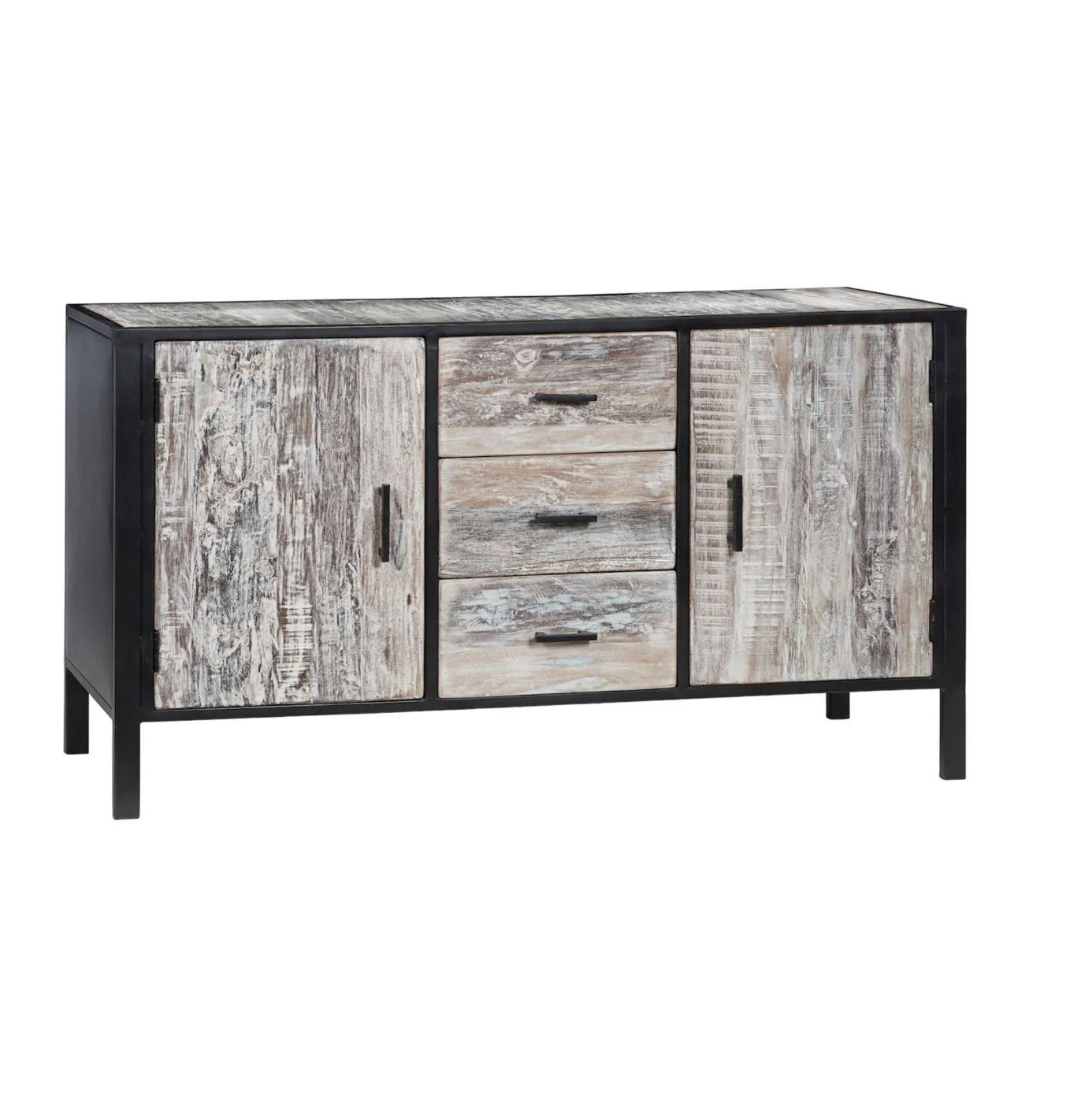 Distressed Wood and Iron Sideboard