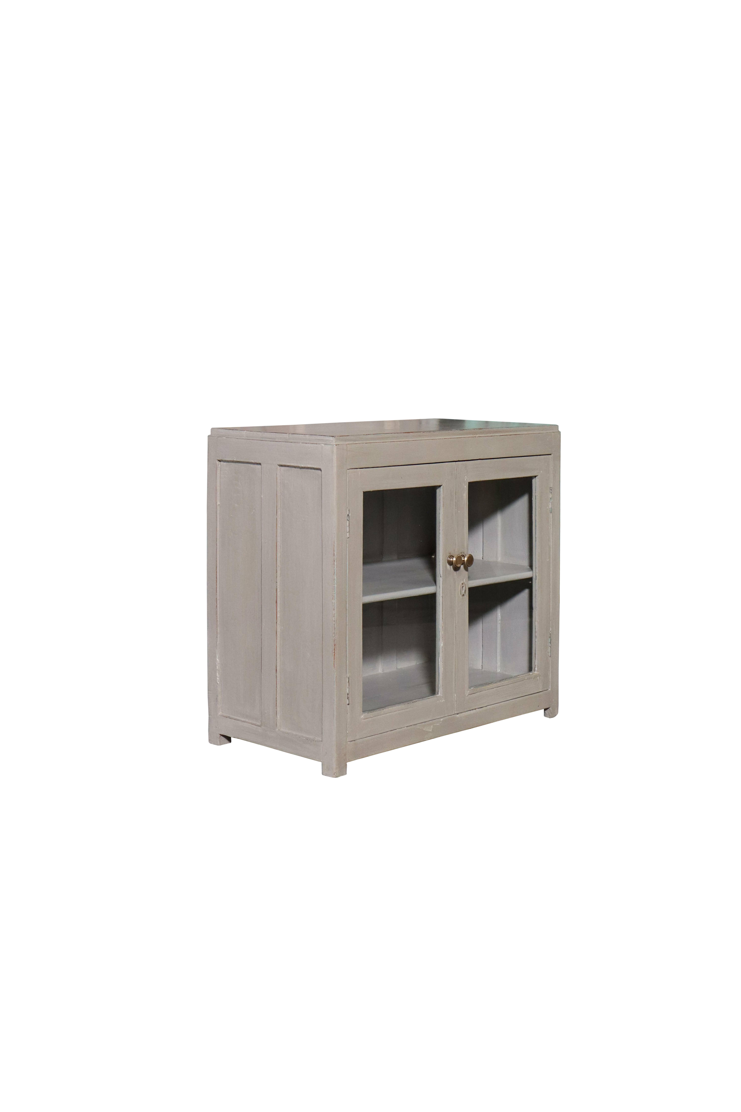 Grey Glass-Front Cabinet