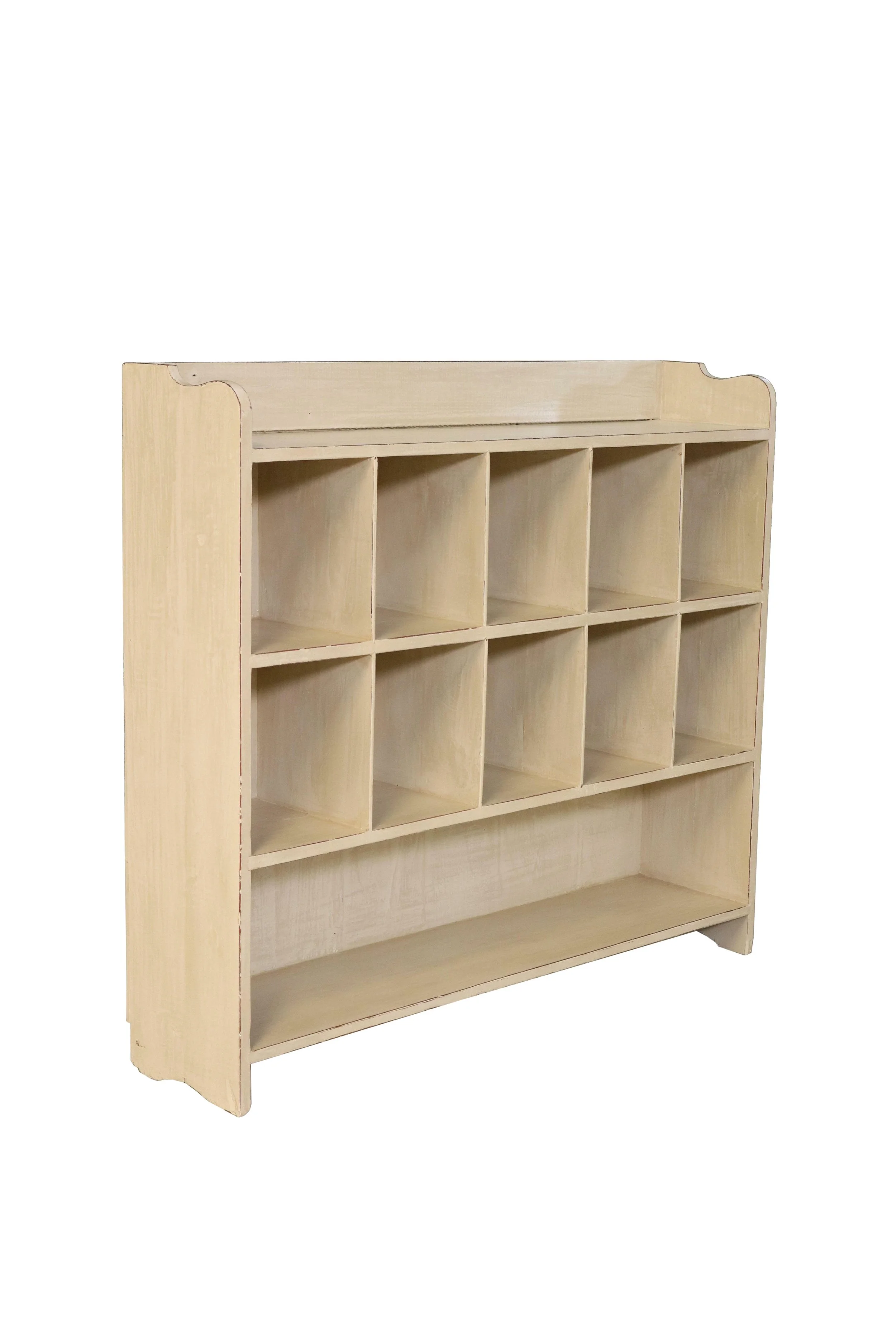 White Wooden Cubby Shelf