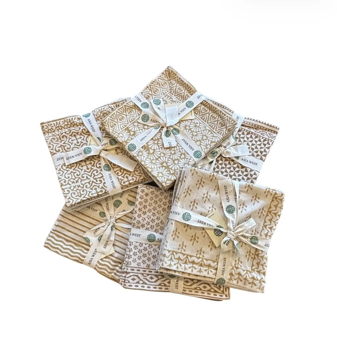 Yellow Hand Block Printed Cotton Napkins – Set of 6 (20" x 20")