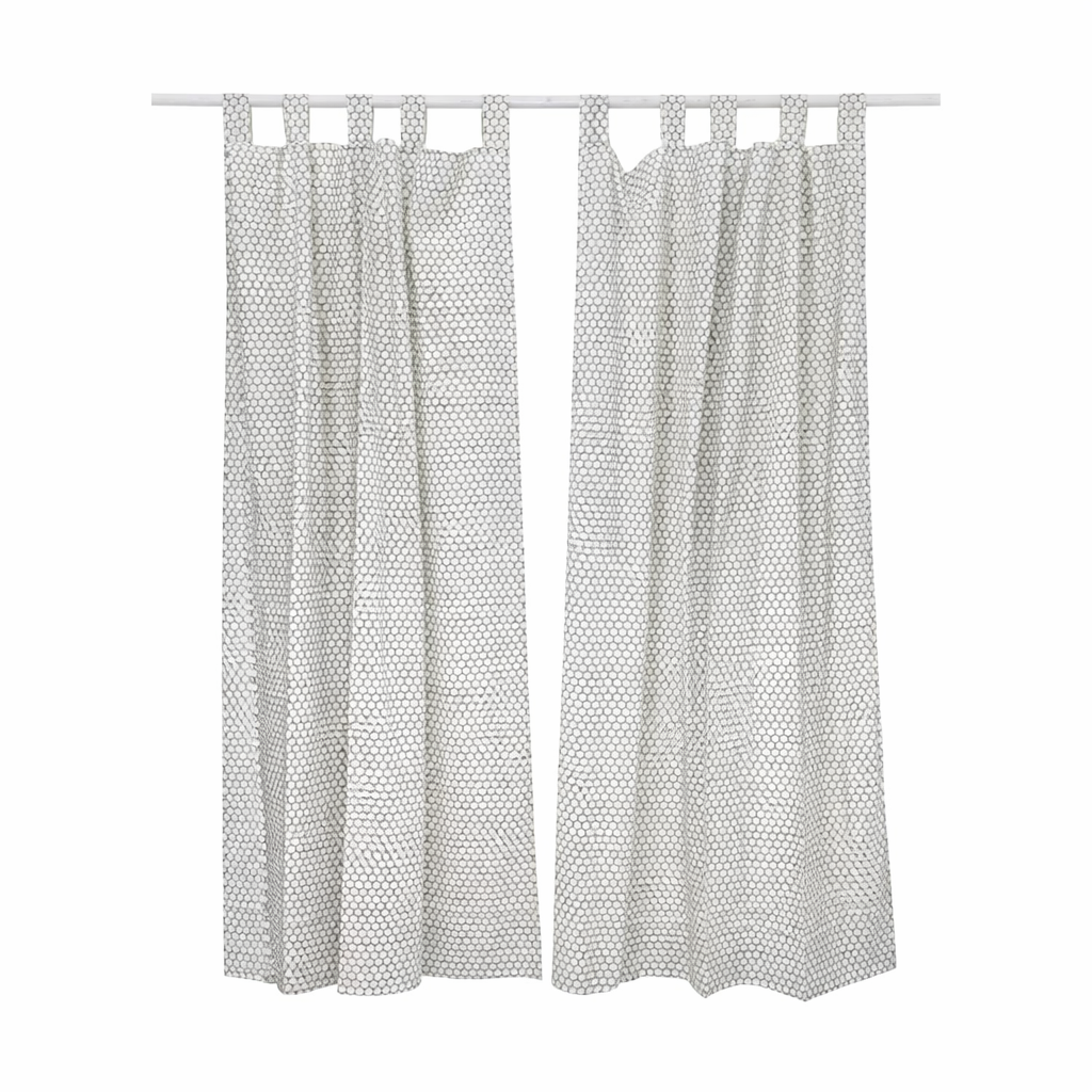 Sheer Curtain Gray Block Printed – Set of 2 Panels (44" x 84")