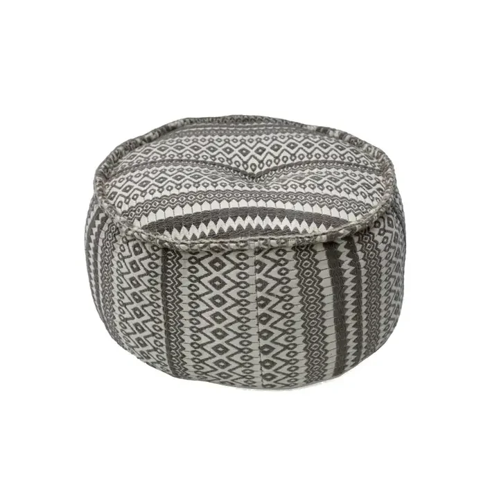 Gray Zig Zag Pouf – Artisan Floor Cushion