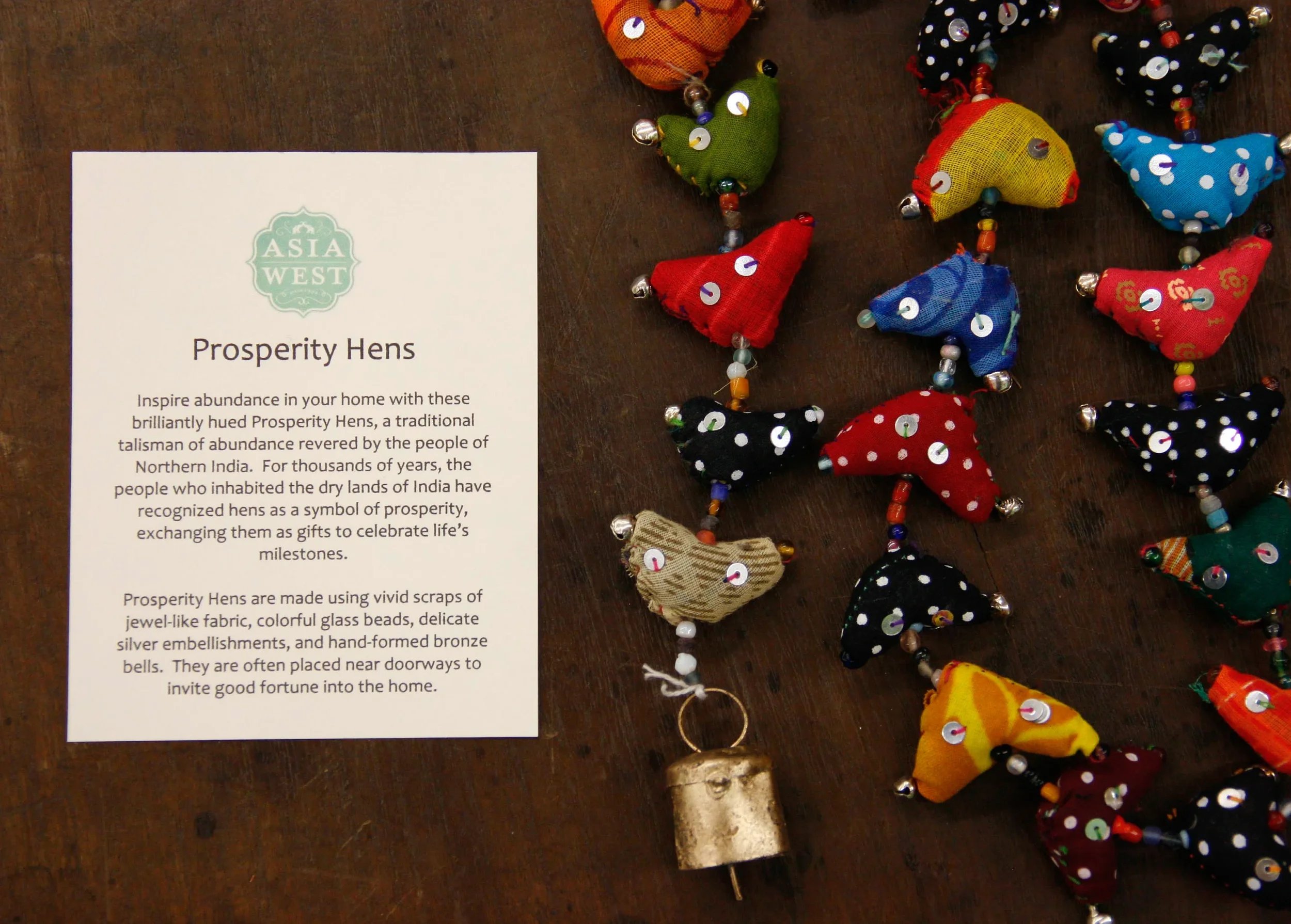 prosperity hens displayed beside a description of their good luck symbolism