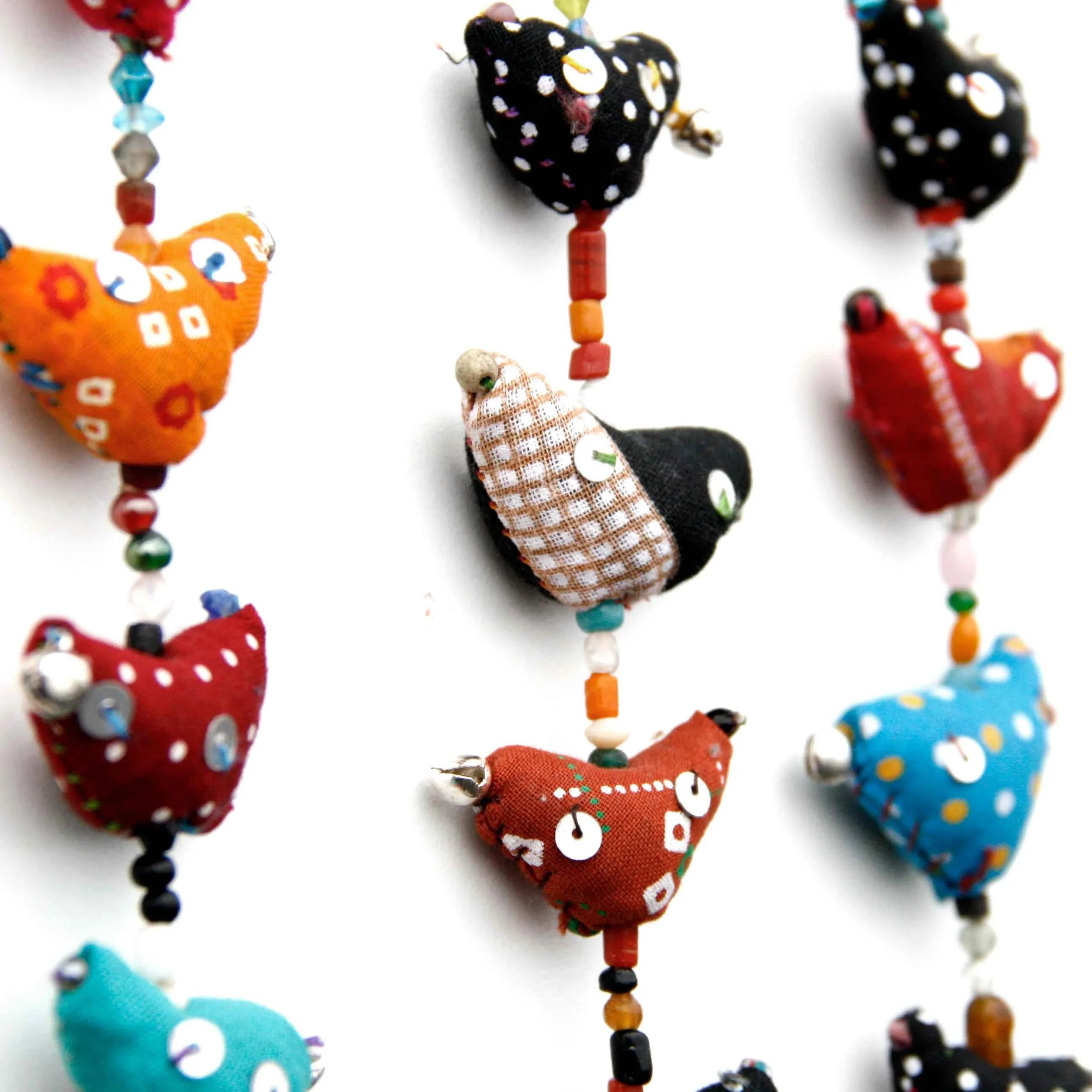 side angle view of artisan prosperity hens decor