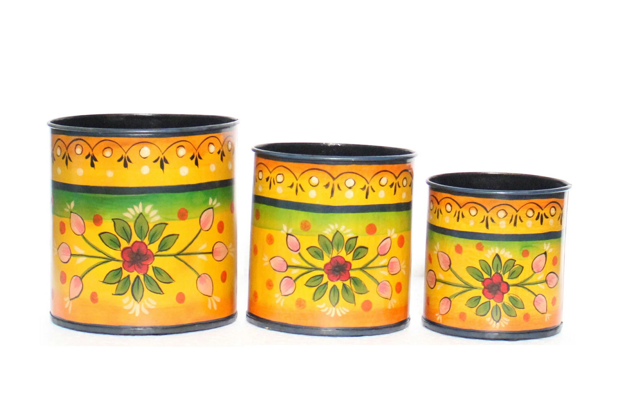 Colorful Painted Iron Planter (set of 3) - Assorted Colors