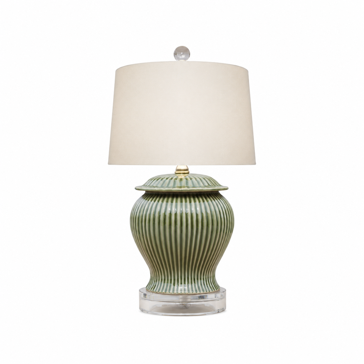 Porcelain celadon jar lamp (crystal base)