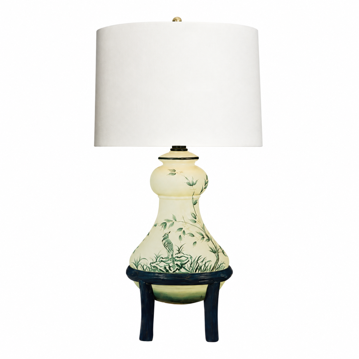 Audubon hand‑painted porcelain lamp