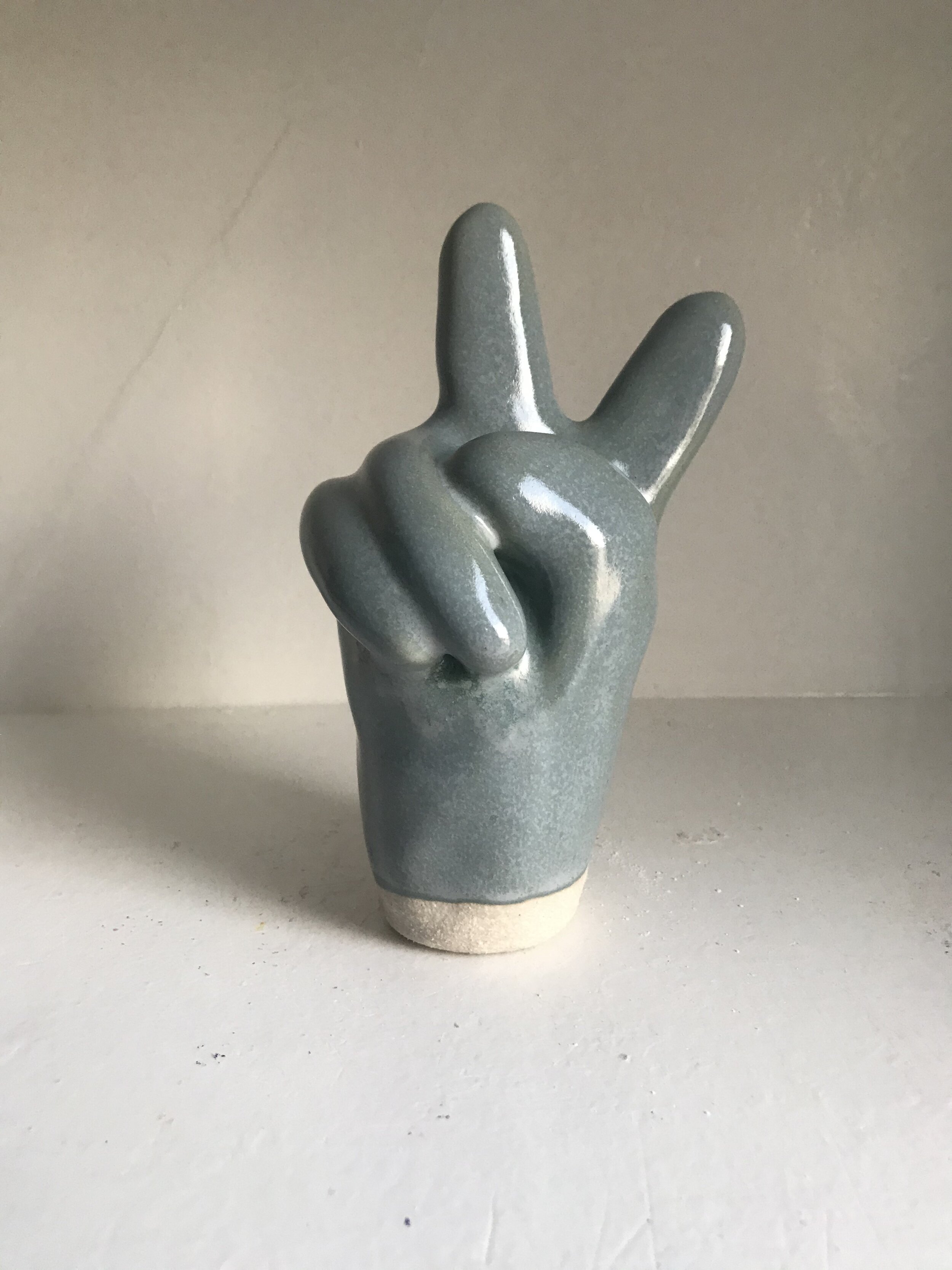 Peace Sign Hand in Turquoise 