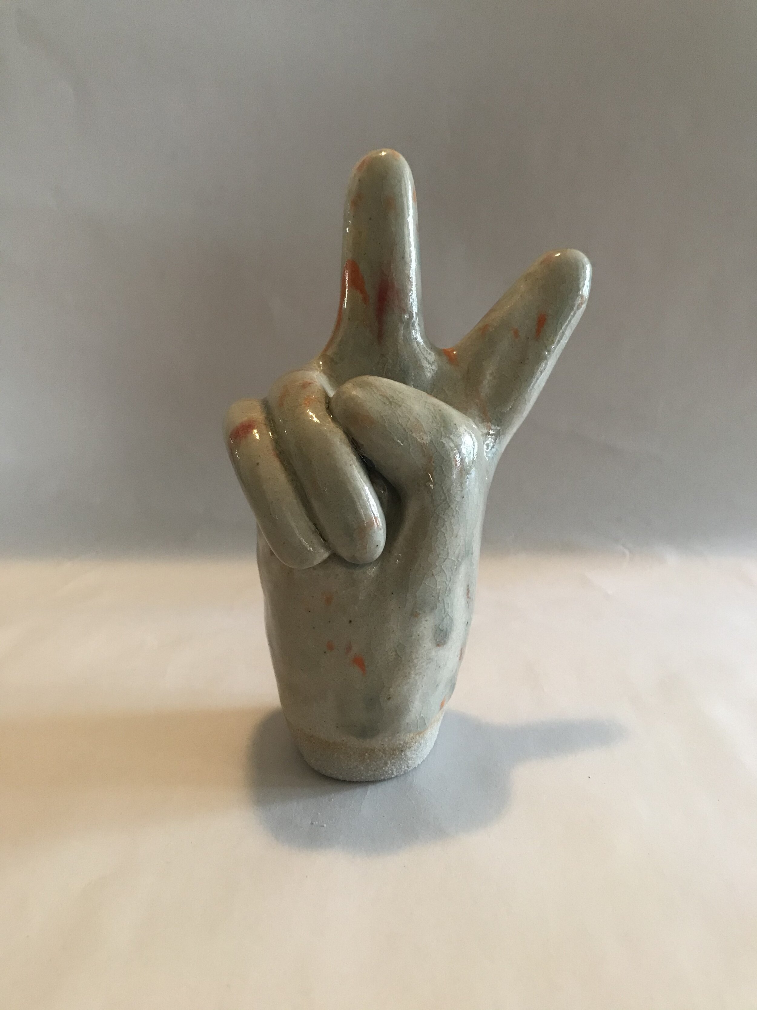 Peace Sign Hand in Rainbow Swirl 