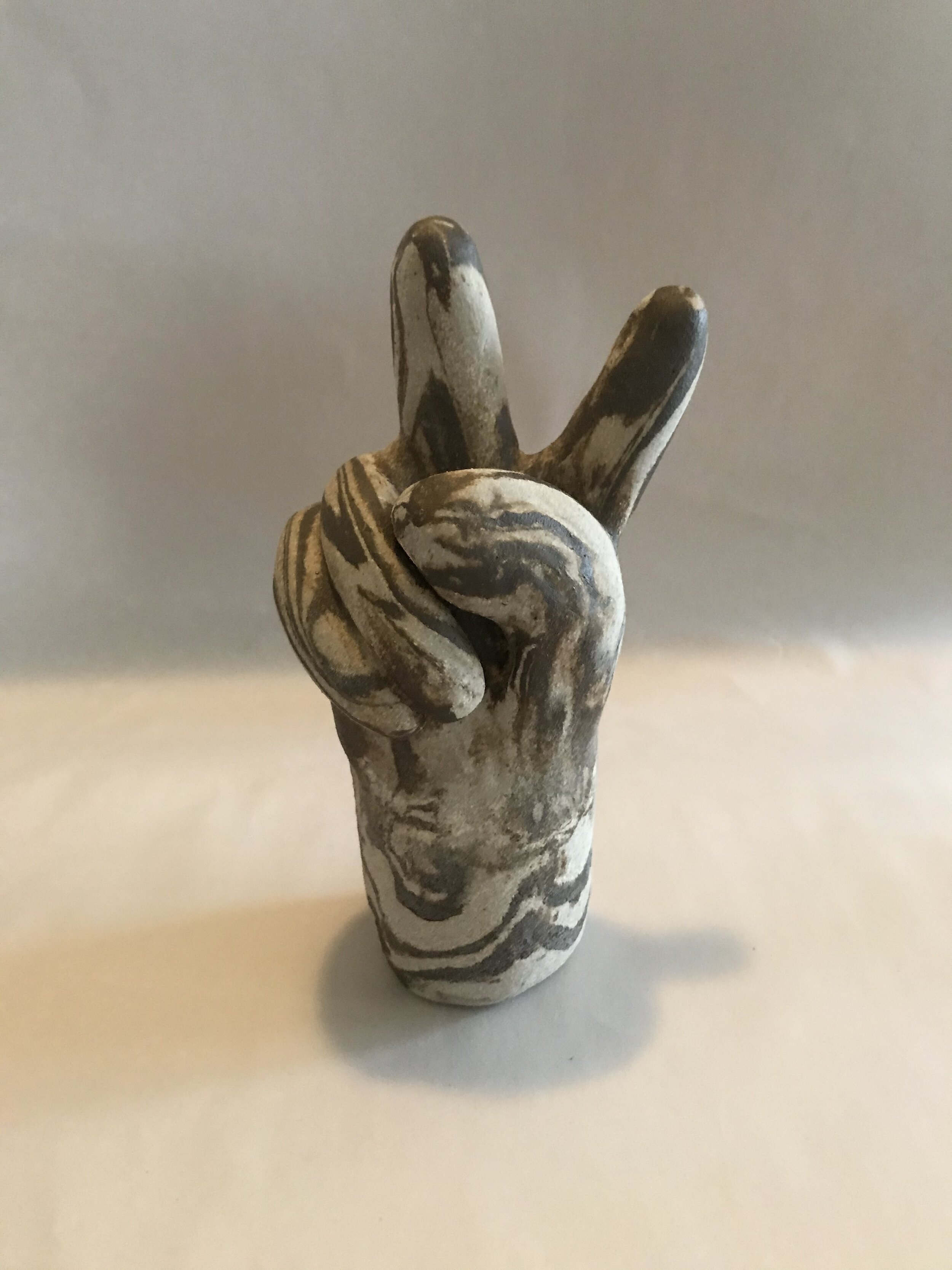 Peace Sign Hand in Marble Swirl 