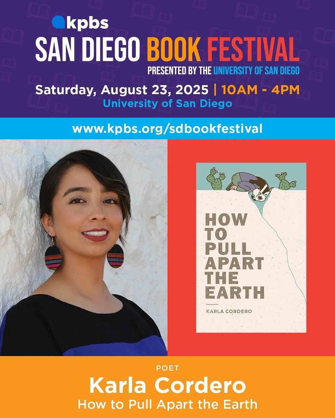 August 23, 2025
 
Join us for the KPBS San Diego Book Festival presented by  University of San Diego ✨ ✨ 

A joy to read alongside some wonderful human beings which include our current and previous San Diego Poet Laureates @whatwouldscullydo and @jsn