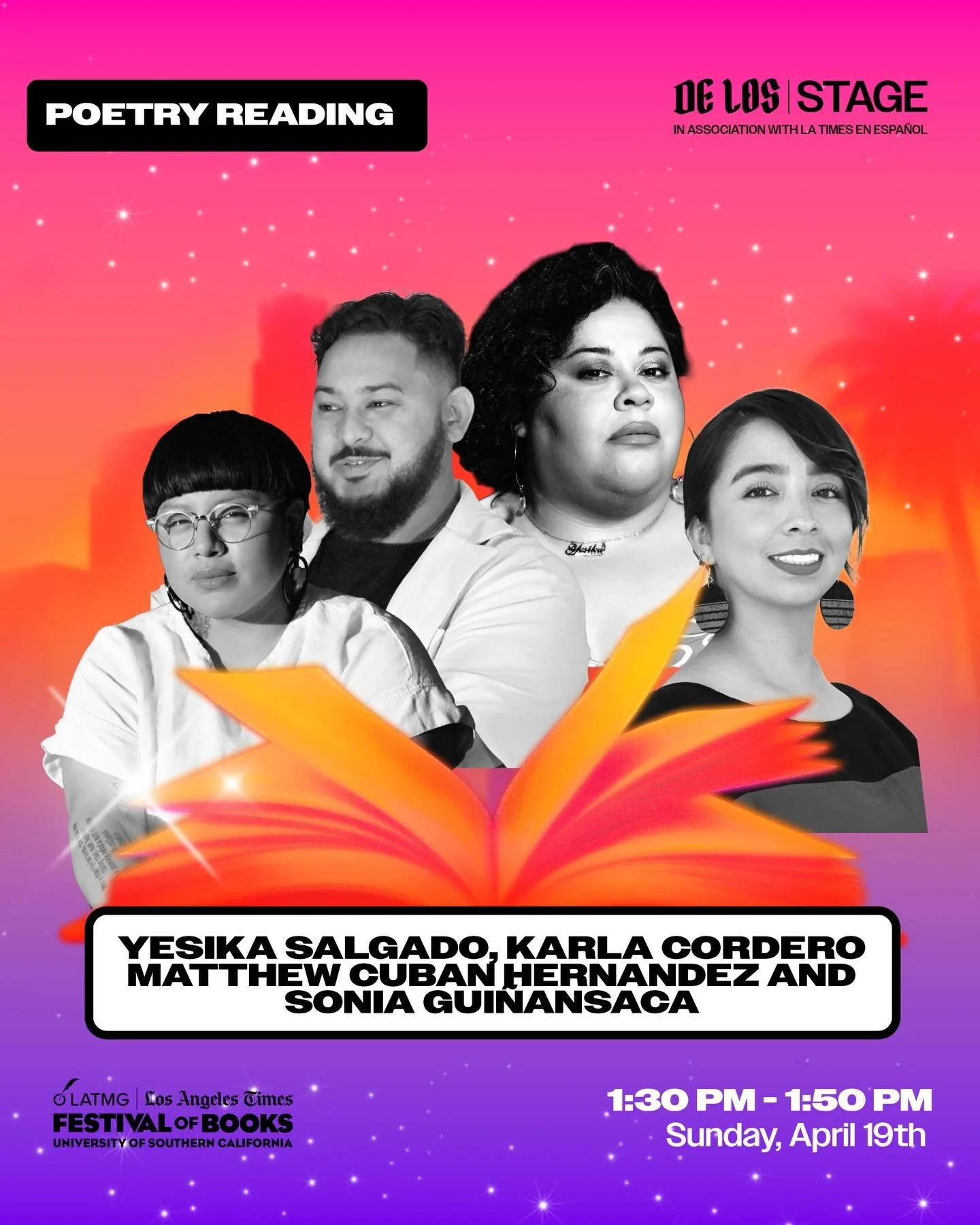 In gratitude to @delosangelestimes and @yesikastarr for the invitation to be part of The Los Angeles Times Festival of Books! ✨✨✨🥹❤️ 💫 

On Sunday, April 19th we&rsquo;ll be taking the stage to share work and be in conversation about all things poe