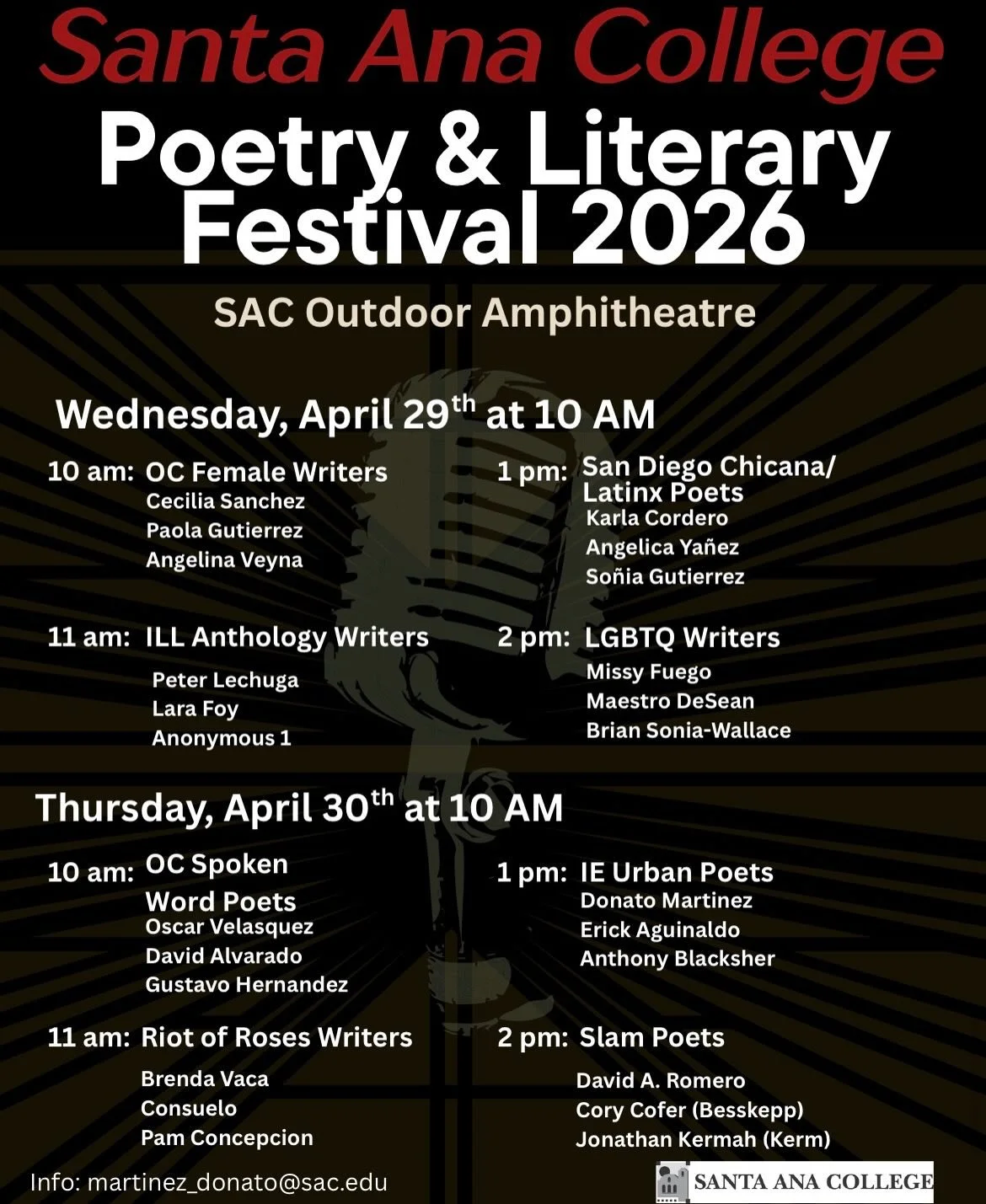 Roadtripping to Santa Ana College with these baddies April 29th for the 2026 Poetry &amp; Literary Festival!!!

Join us for a panel centered around Chicana poetics and all things San Diego literary arts. We&rsquo;ll be facilitating a reading, Q&amp;A