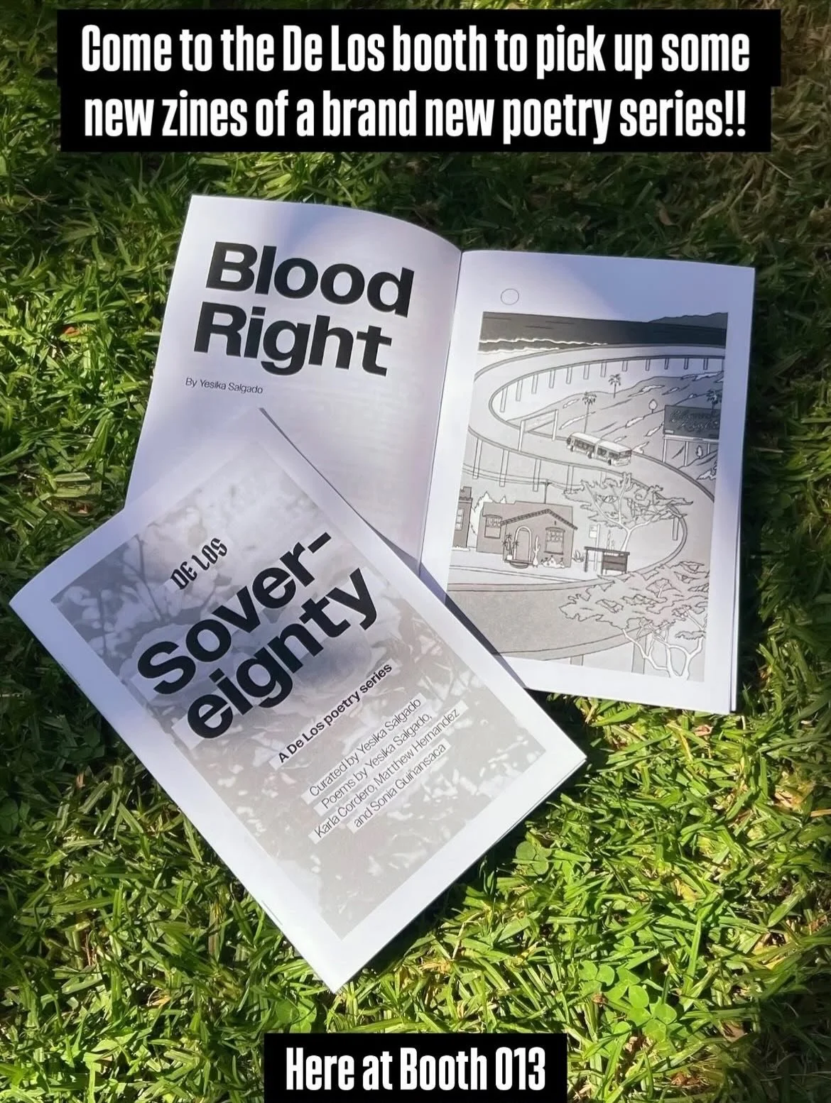 🚨FREE POETRY ZINE !!!🚨

Did you enjoy the @delosangelestimes poetry series released this past week, curated by @yesikastarr ?!

Are you stopping by The Los Angeles Times Festival of Books tomorrow?

Then swing by the De Los Booth 013 to snag a free