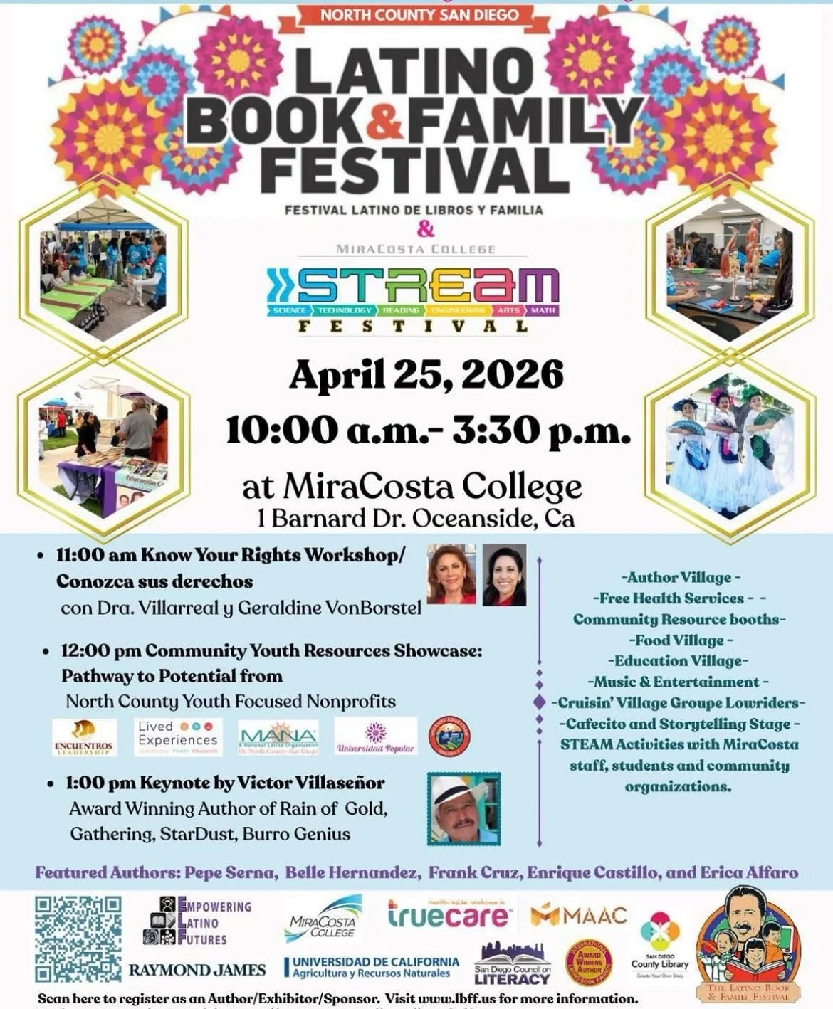 This Saturday join us for the Latino Book &amp; Family Festival! It&rsquo;ll be an amazing day for the kiddos to meet  published authors and participate in fun activities made possible by the MiraCosta College STREAM Festival! 📚🧪 🧮 

I&rsquo;ll be