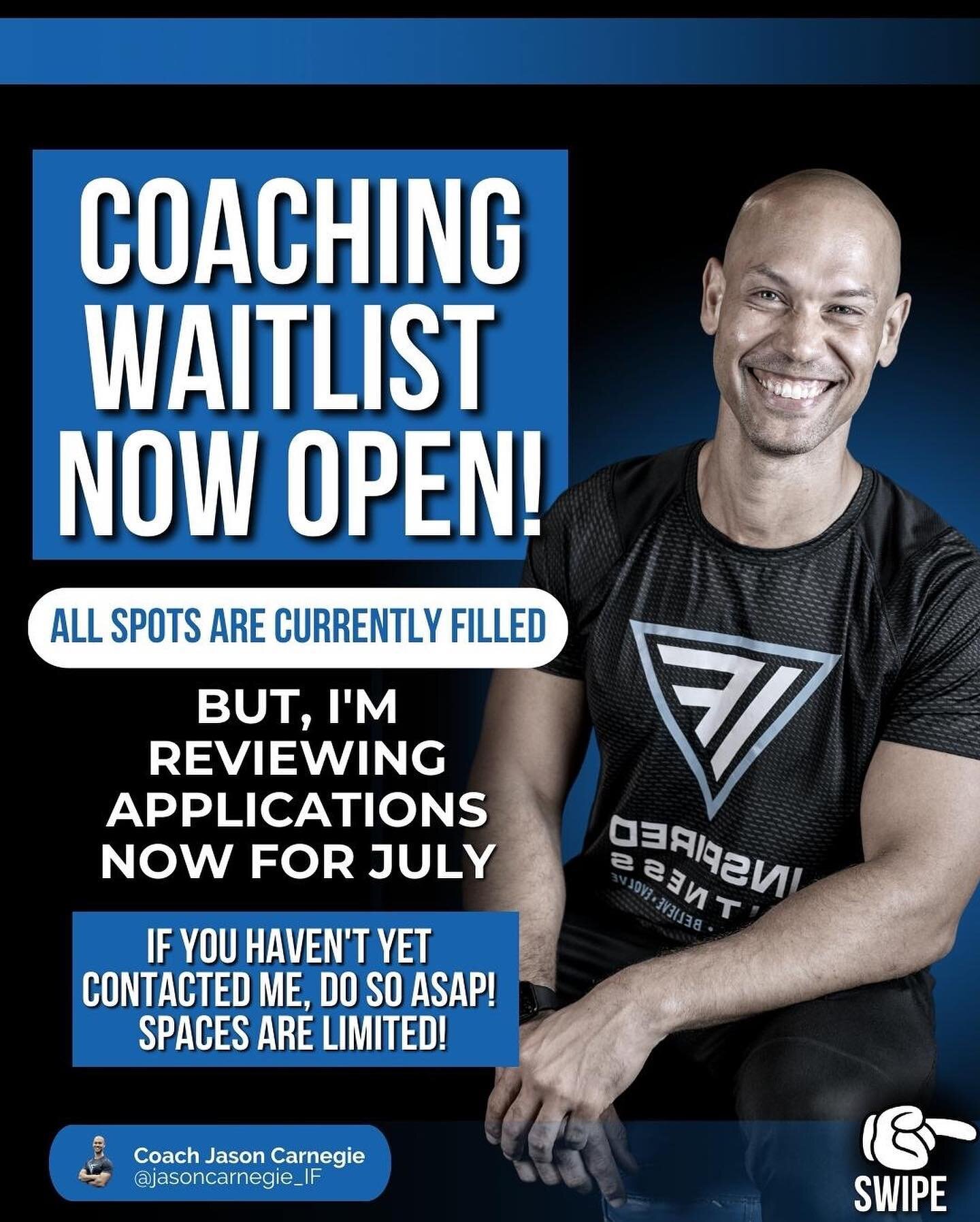 All coaching spots are currently filled through the end of June BUT👇🏼

I&rsquo;m reviewing applications from those of you guys who are a GOOD FIT to Join #teaminspiredfitness in July! 💥

If you HAVE NOT YET reached out to me, the TIME IS NOW. The 