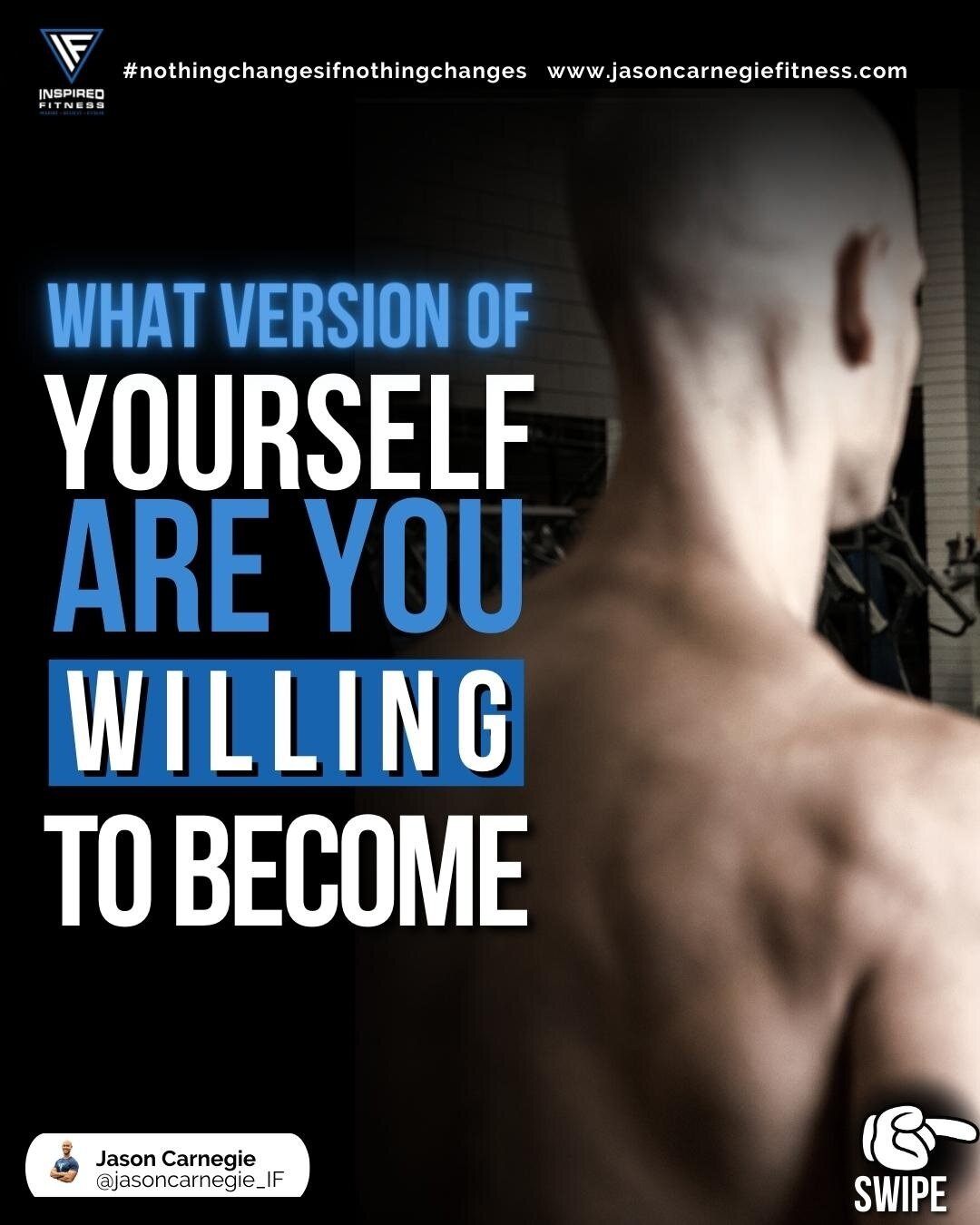 Have you ever really thought about WHO the upgraded version of yourself IS? The YOU who is in better shape, exercising regularly, prioritizing nutritious foods, improving your thoughts and mindset - is someone who IS WILLING TO IMPLEMENT CHANGES

Hav